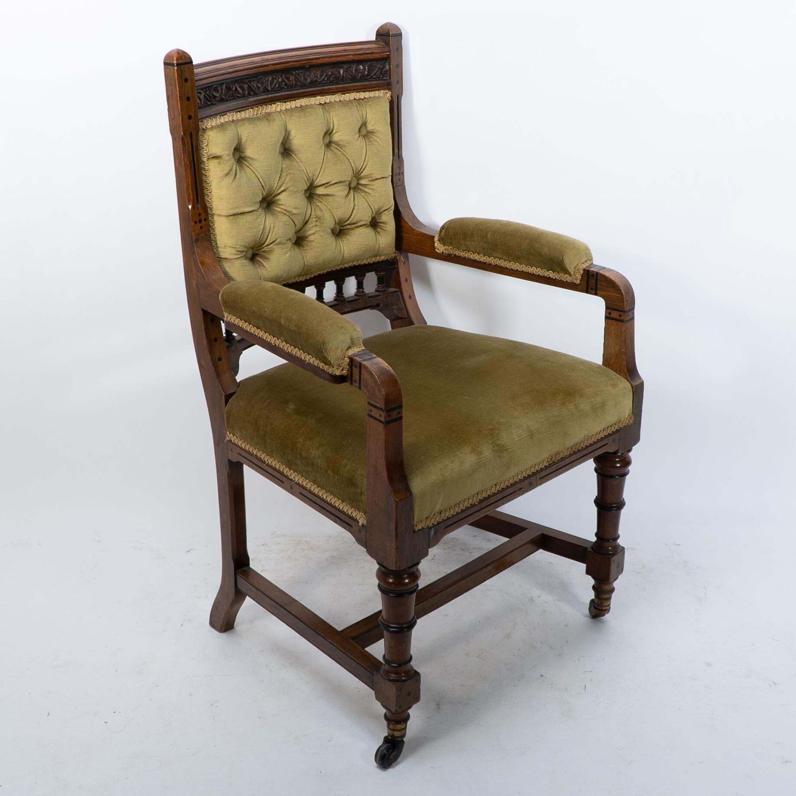 Charles Bevan Attr. A Set Of Five Gothic Revival Oak Dining Chairs & An Armchair photo furniture