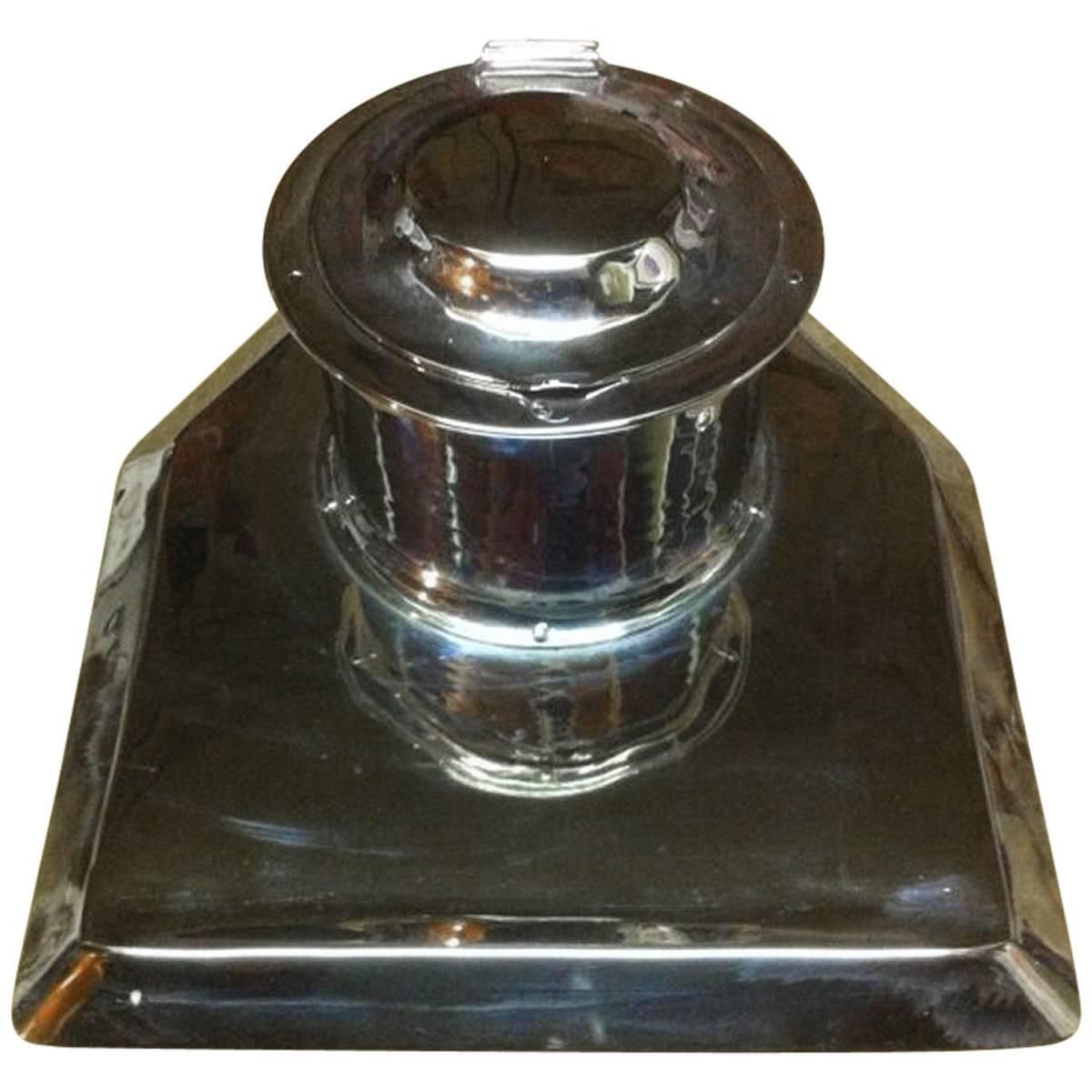 Jesson Birkett & Co, Stamped With Monogram. Arts & Crafts Silver Plated Inkwell