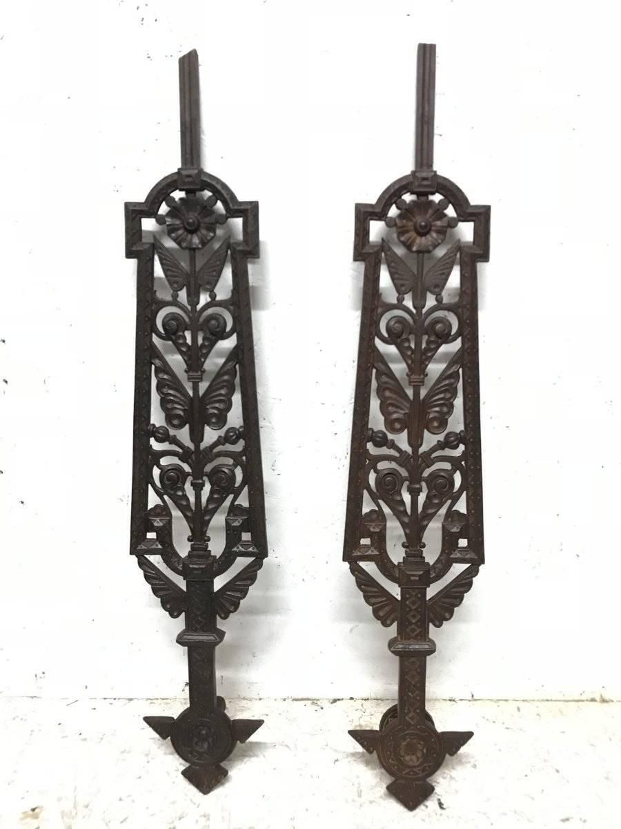 DR C Dresser Attri, 18 Cast Iron Floral Staircase Balustrades & The Knurl Post. photo for sale