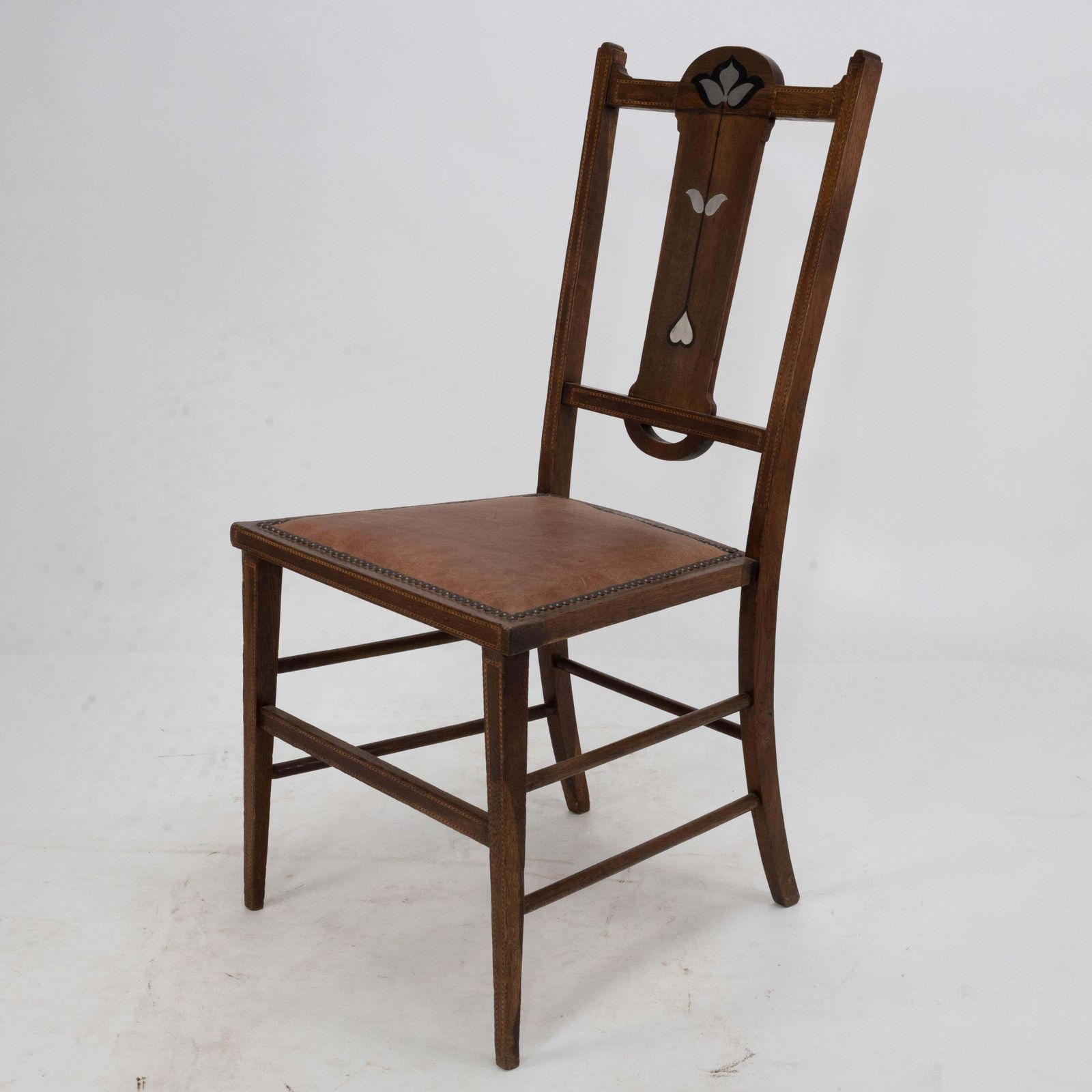 Waring & Gillow Probably. Arts & Crafts Side Chair With Ebony And Pewter Inlays photo for sale