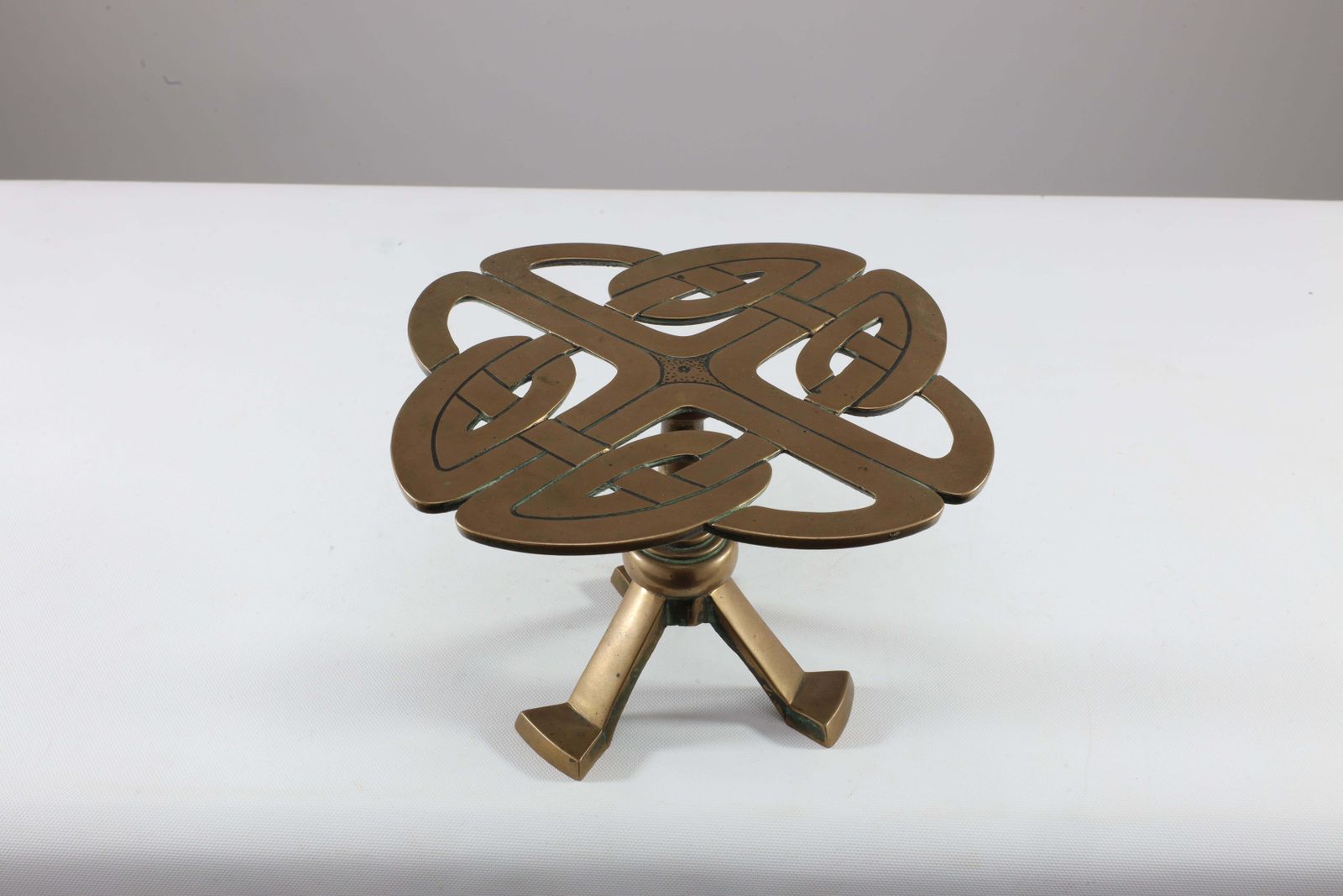 Margaret Gilmour Attri. A Good Glasgow School Brass Trivet With Celtic Details photo 449.0