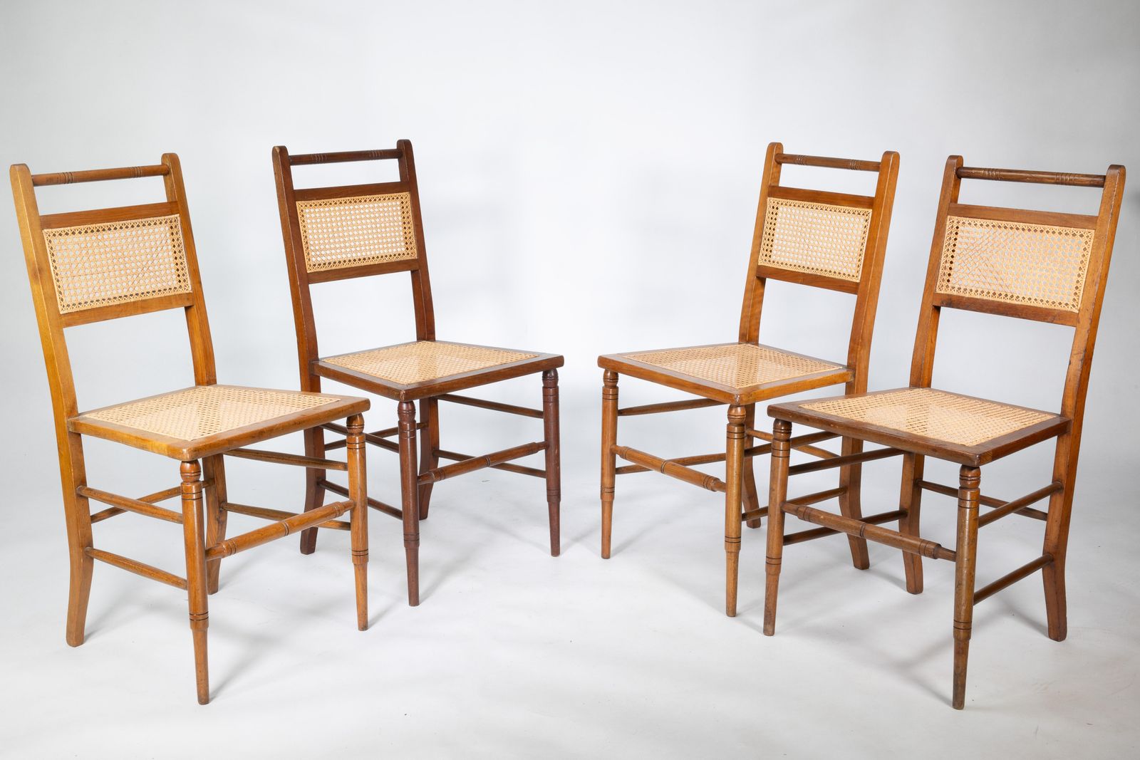 E W Godwin (Attributed). A Set Of Four Anglo Japanese Cane Seat Chairs photo furniture