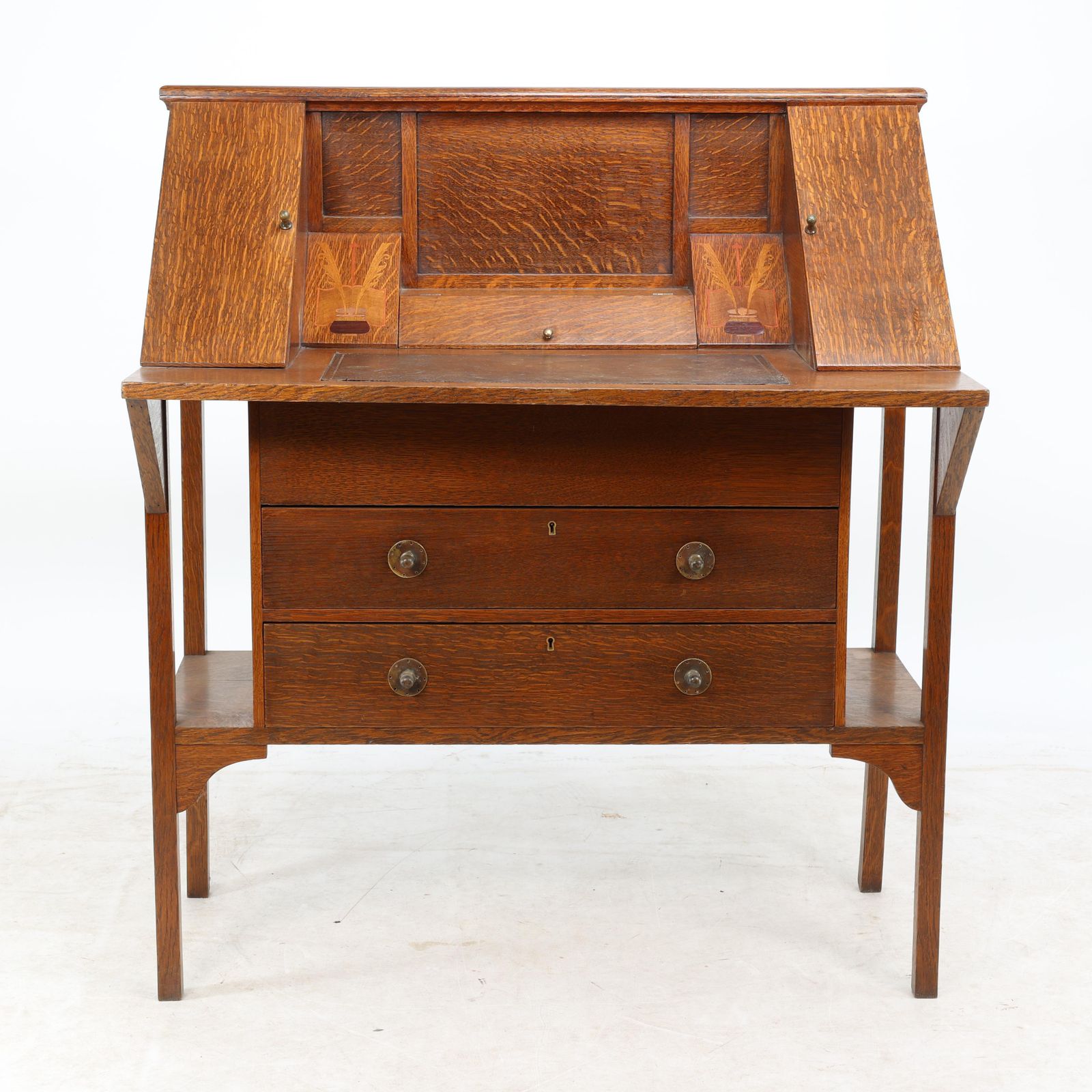 G M Ellwood For J S Henry. An Arts & Crafts Oak Writing Desk photo for sale