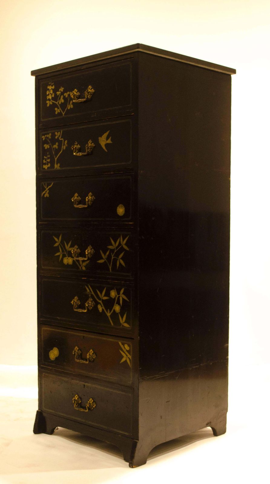 Daniel Cottier A Rare And Early Anglo Japanese Ebonized Tall Chest Of Drawers photo furniture
