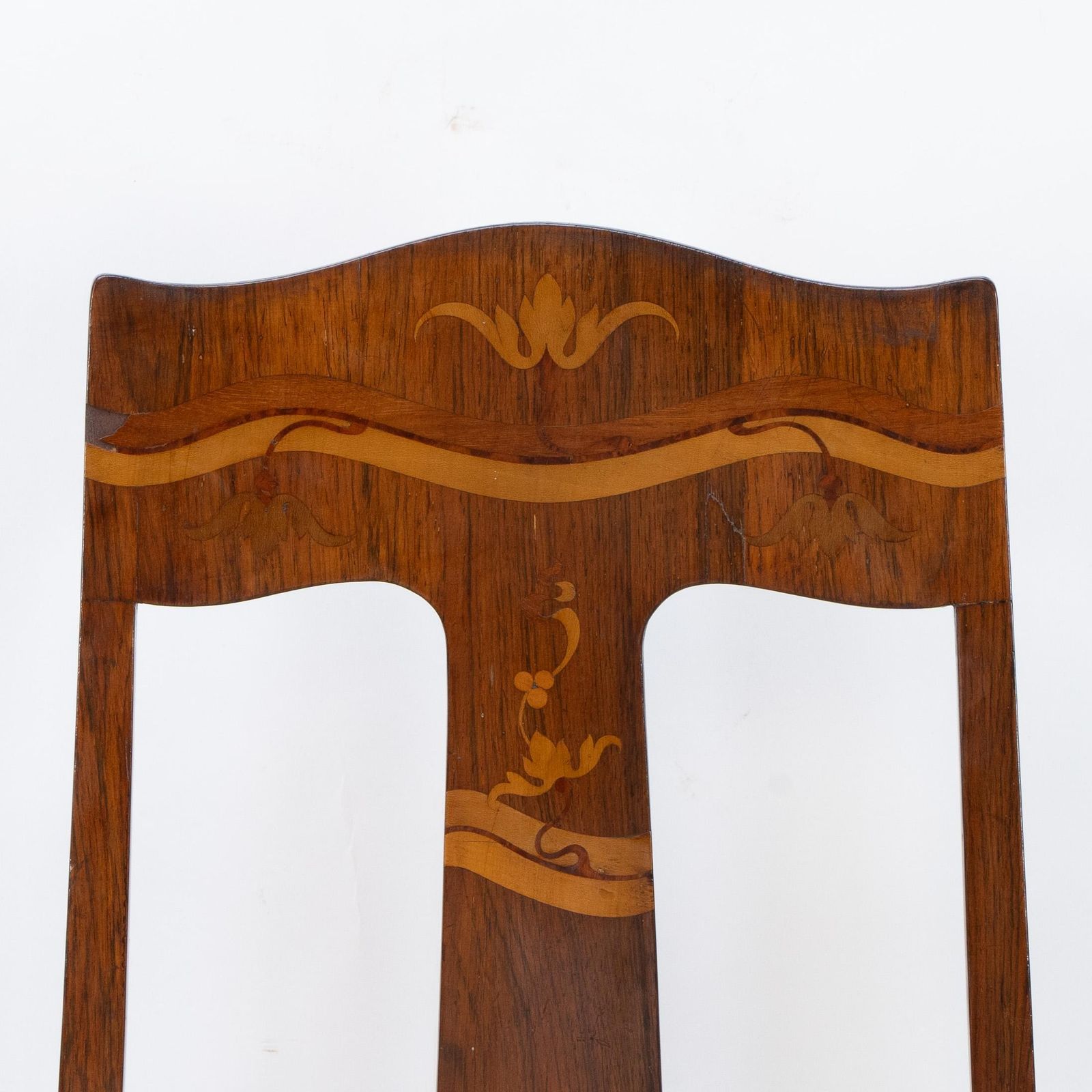 Jas Shoolbred. Arts & Crafts Mahogany Rosewood Chair With Stylized Floral Inlay photo vinterior