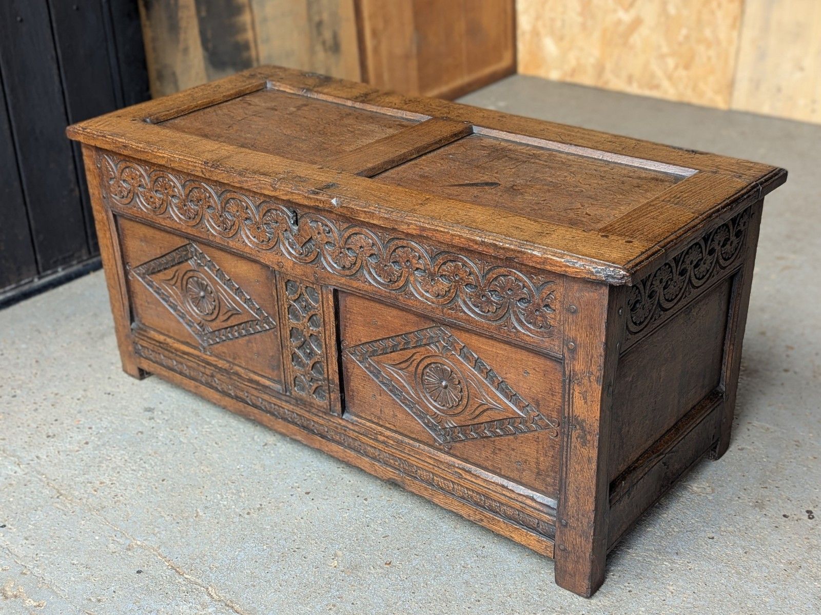 Antique Oak Coffer (Delivery Available) Small 17thc Oak photo Furniture