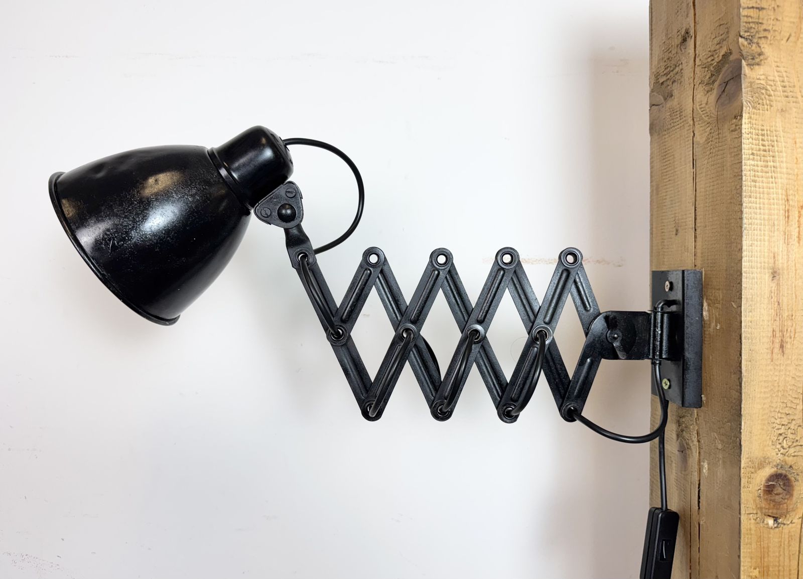 Industrial Black Scissor Wall Lamp, 1950s photo furniture