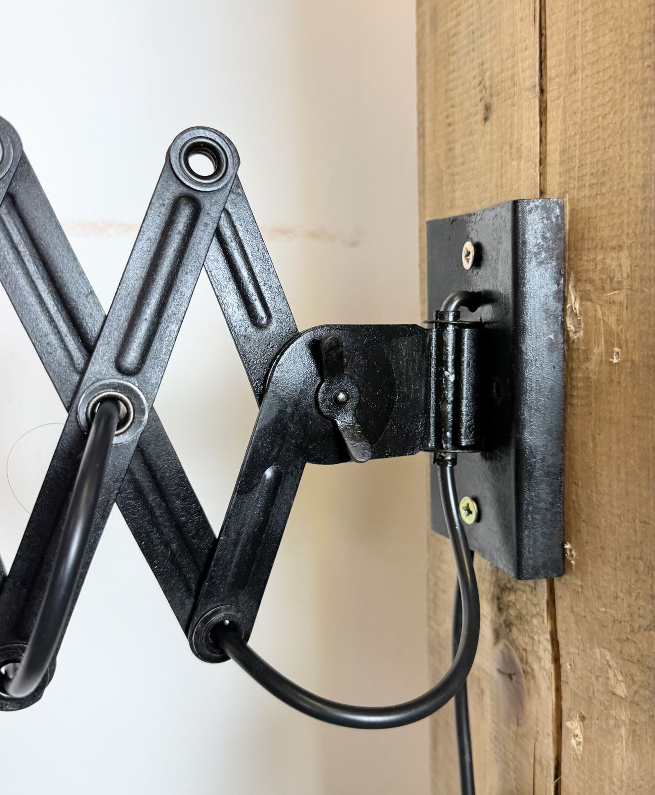Industrial Black Scissor Wall Lamp, 1950s photo buy