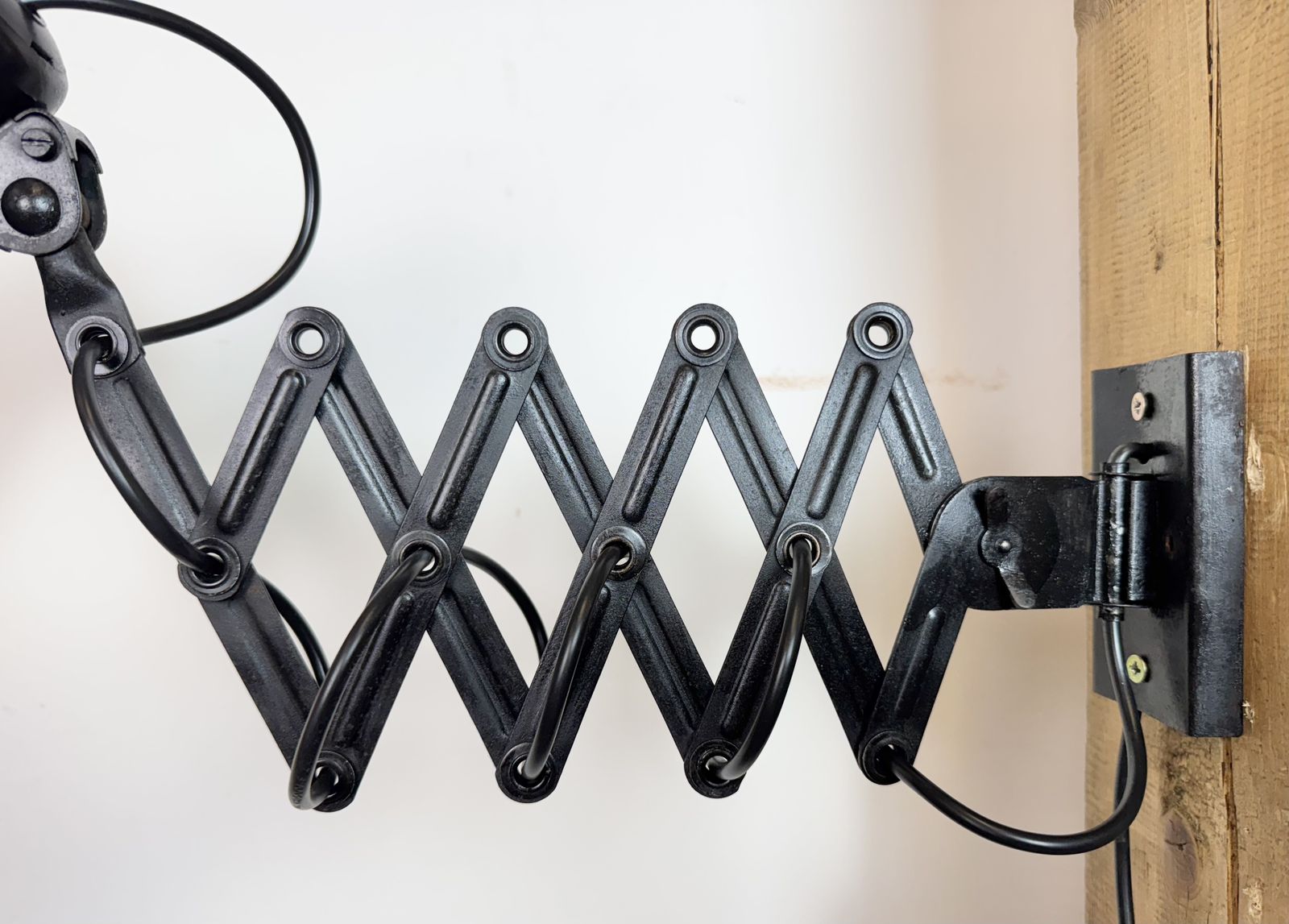 photo for sale Industrial Black Scissor Wall Lamp, 1950s