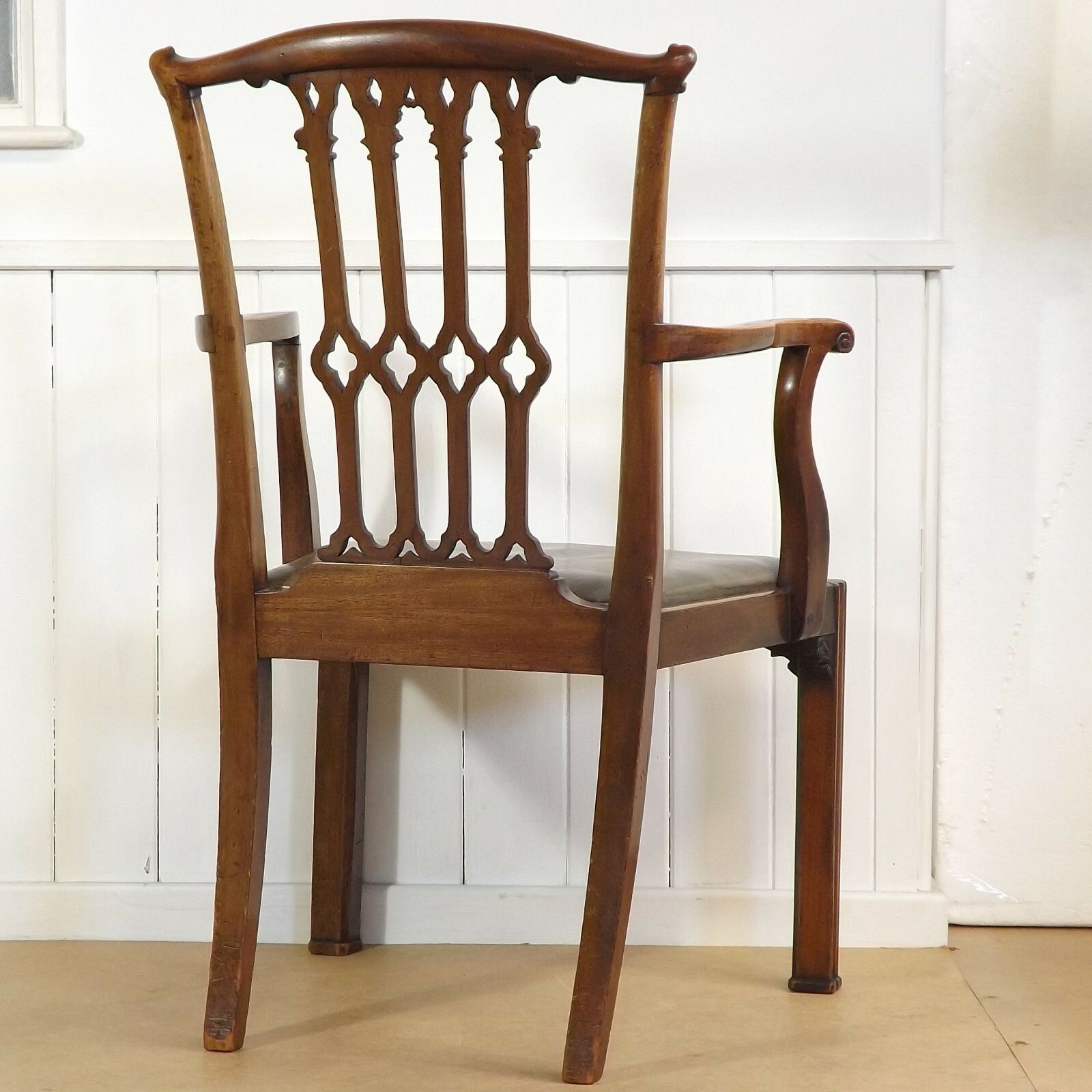 photo furniture Desk Chair Arm Elbow Chippendale Mahogany C1900 Antique