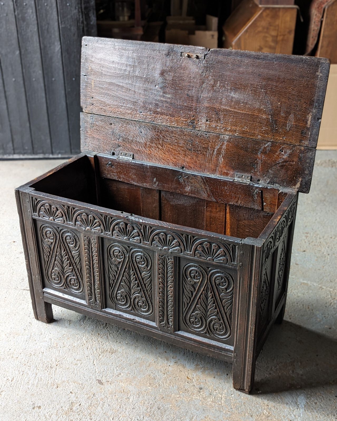 Antique Oak Coffer / Chest (Delivery Available) Mid 17thc photo Furniture