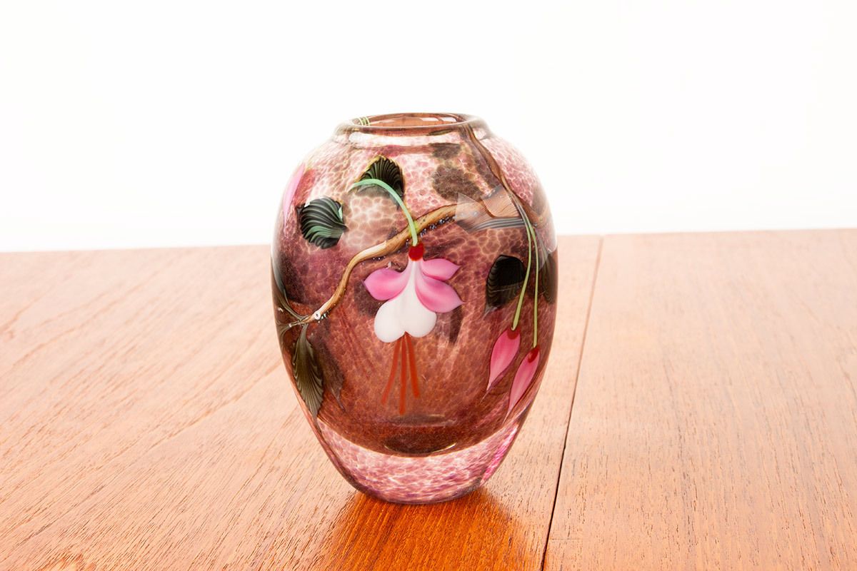 Home Decor Art Nouveau Style Blown Glass Vase By Ed Aleksander For Orient & Flume 1975. photo
