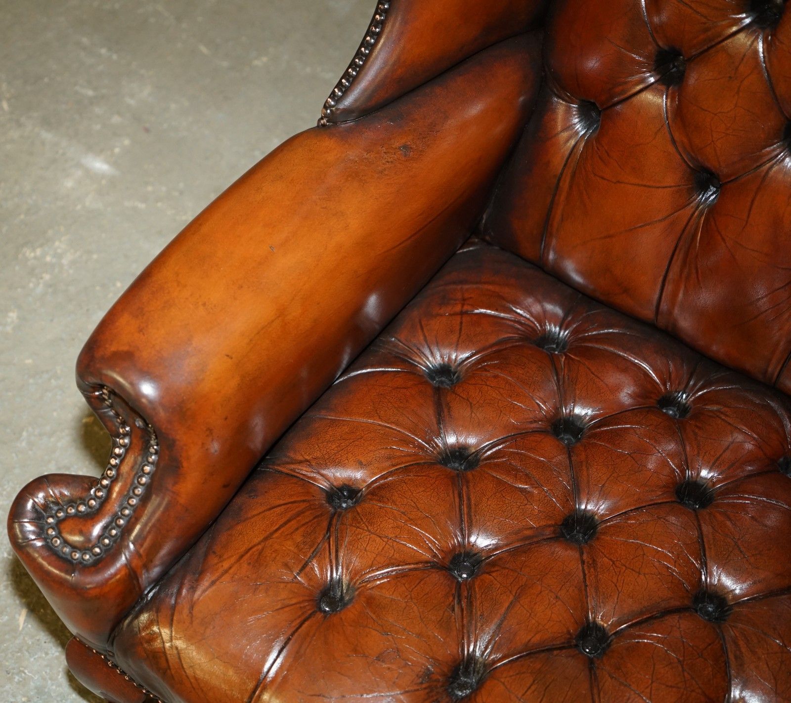 photo furniture Pair Of Fully Restored William Morris Arm Chesterfield Tufted Wingback Armchairs