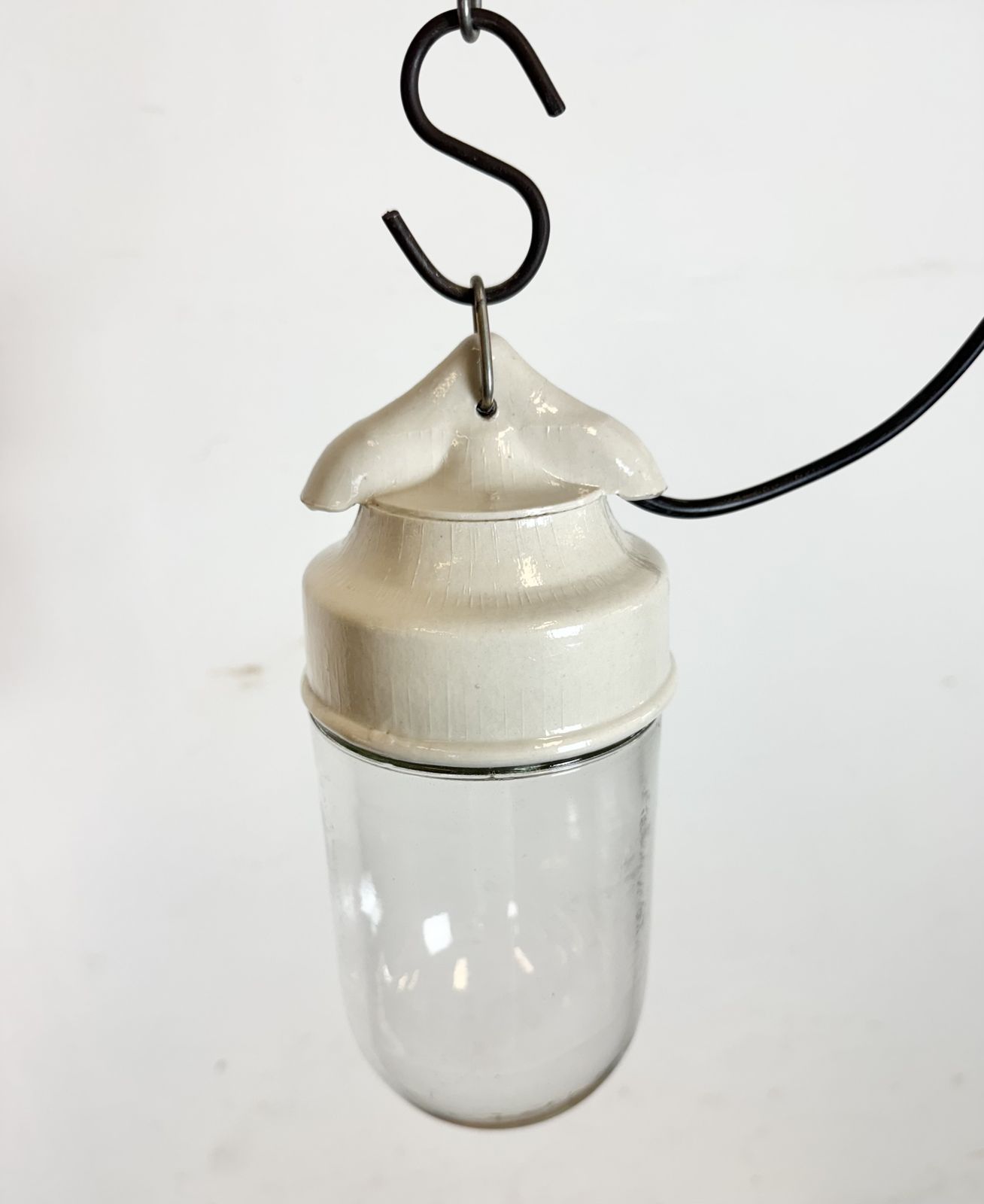 Vintage White Porcelain Pendant Light, 1970s photo 149.0