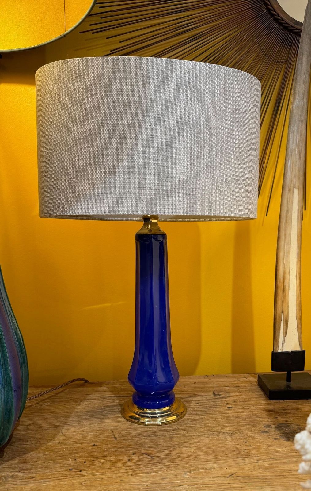 A Pair Of 1960s Cobalt Blue Opaline Murnao Glass Lamps By Gino Cenedese photo 1575.0