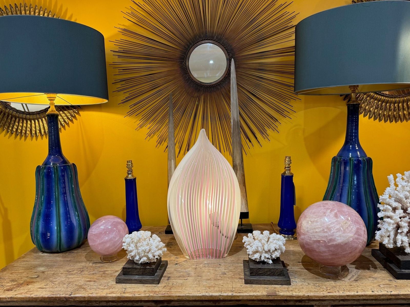A Pair Of 1960s Cobalt Blue Opaline Murnao Glass Lamps By Gino Cenedese photo vinterior