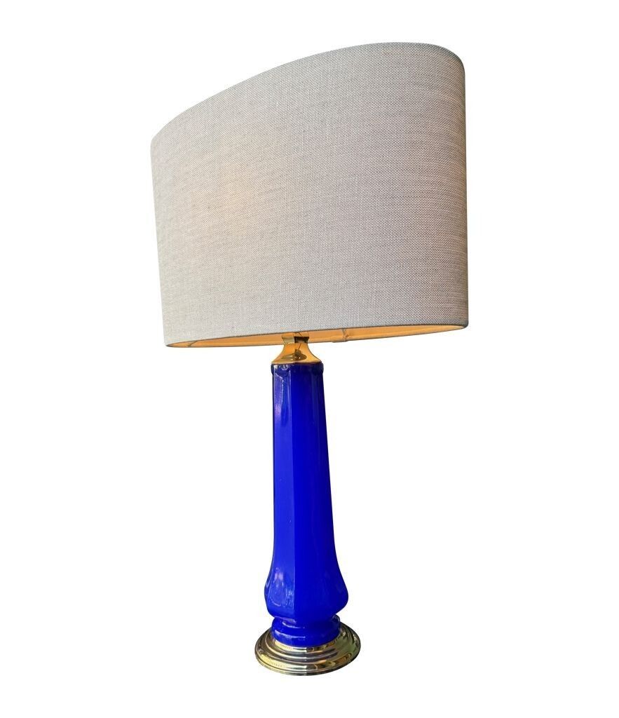 photo furniture A Pair Of 1960s Cobalt Blue Opaline Murnao Glass Lamps By Gino Cenedese