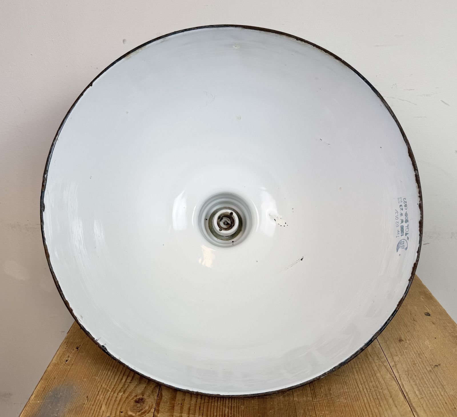 photo vinterior East German Black Enamel Factory Light By Lbd Veb Leuchtenbau Dresden, 1950s