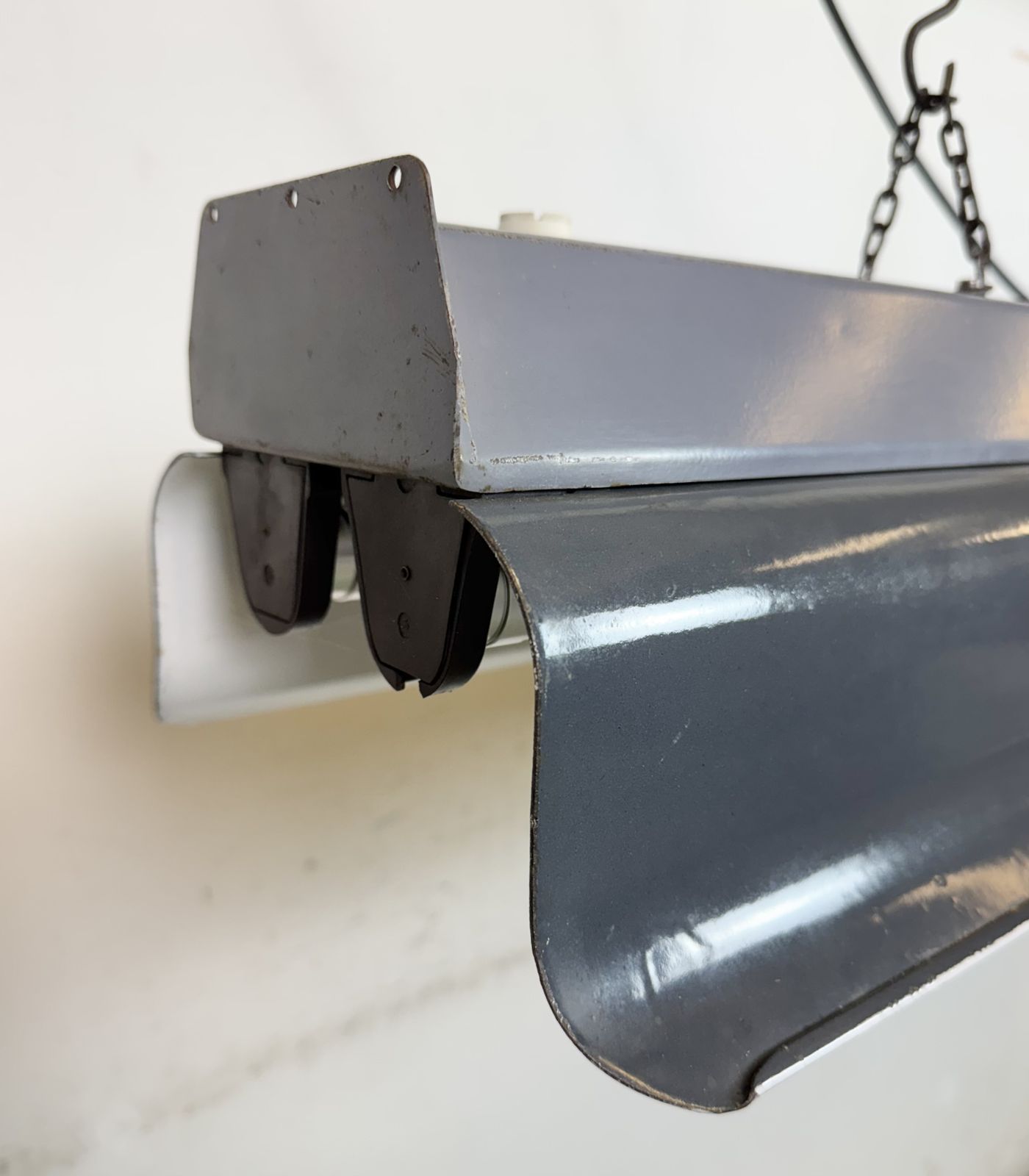 Grey Enamel Industrial Hanging Tube Light From Elektrosvit, 1960s photo buy