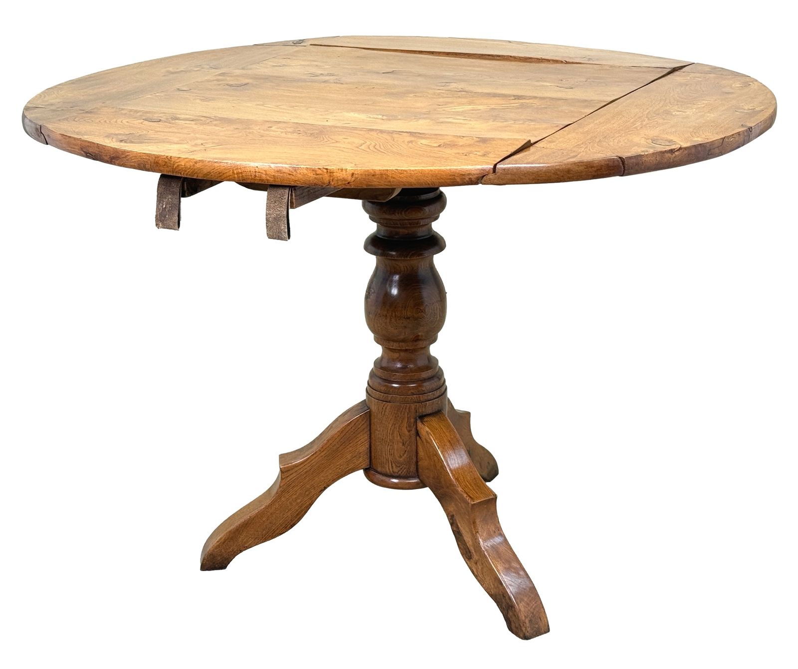 Rare 19th Century French Provincial Elm Dropleaf Centre Table (France, Circa 1850)