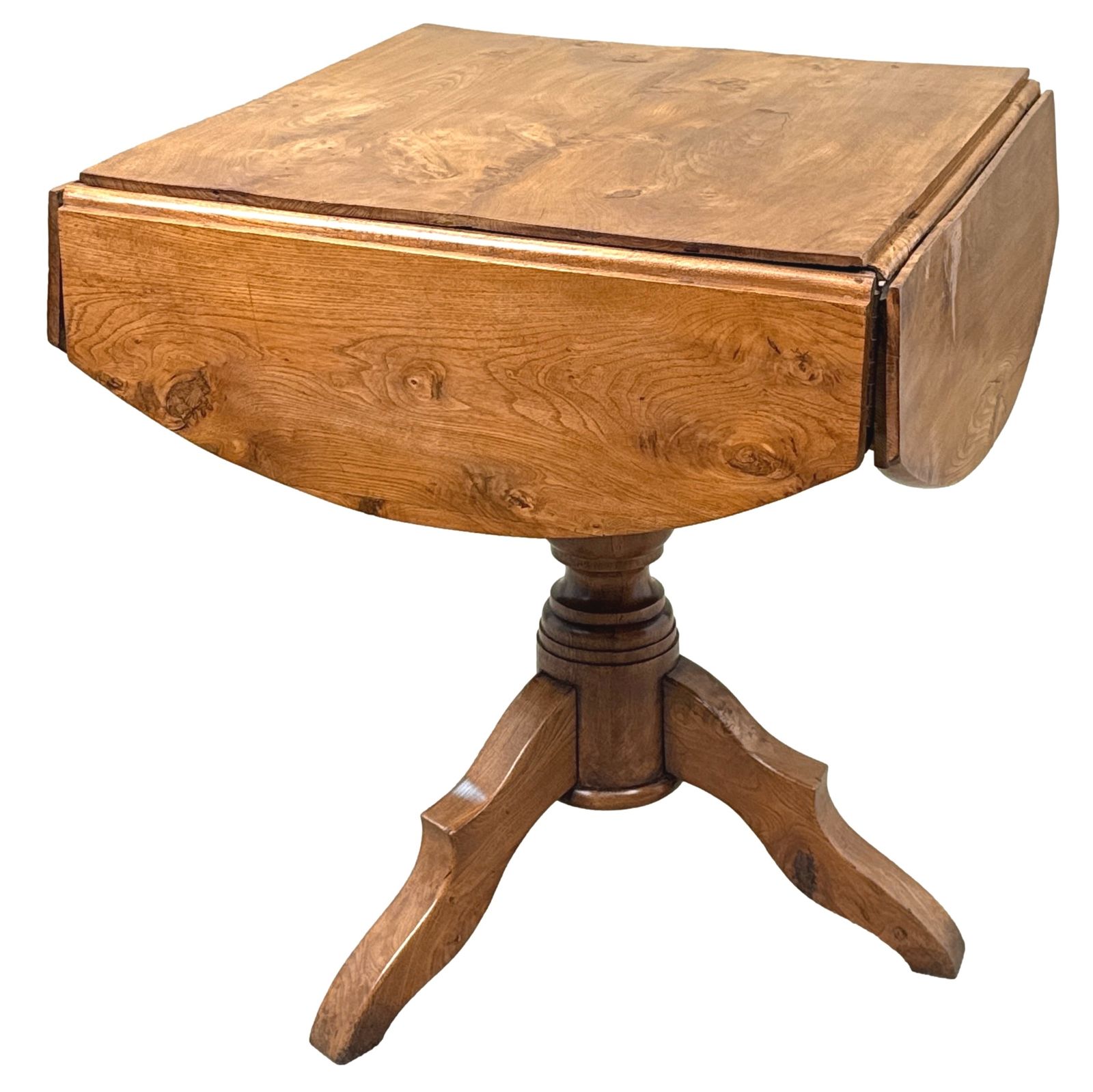Furniture Rare 19th Century French Provincial Elm Dropleaf Centre Table (France, Circa 1850) photo