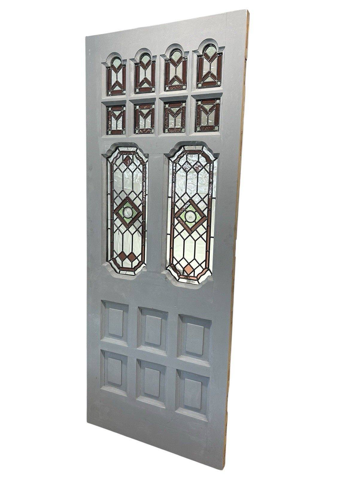 Edwardian Stained Glass Front Door Old Antique Period Reclaimed Wood Refurb photo for sale