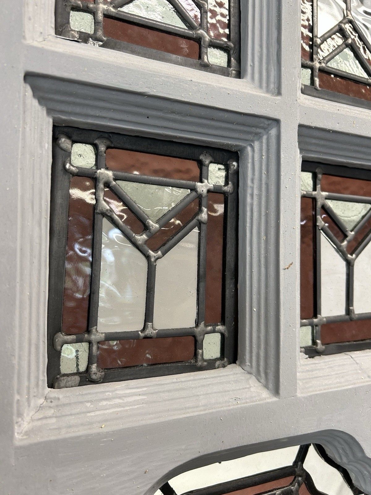 Edwardian Stained Glass Front Door Old Antique Period Reclaimed Wood Refurb photo vintage