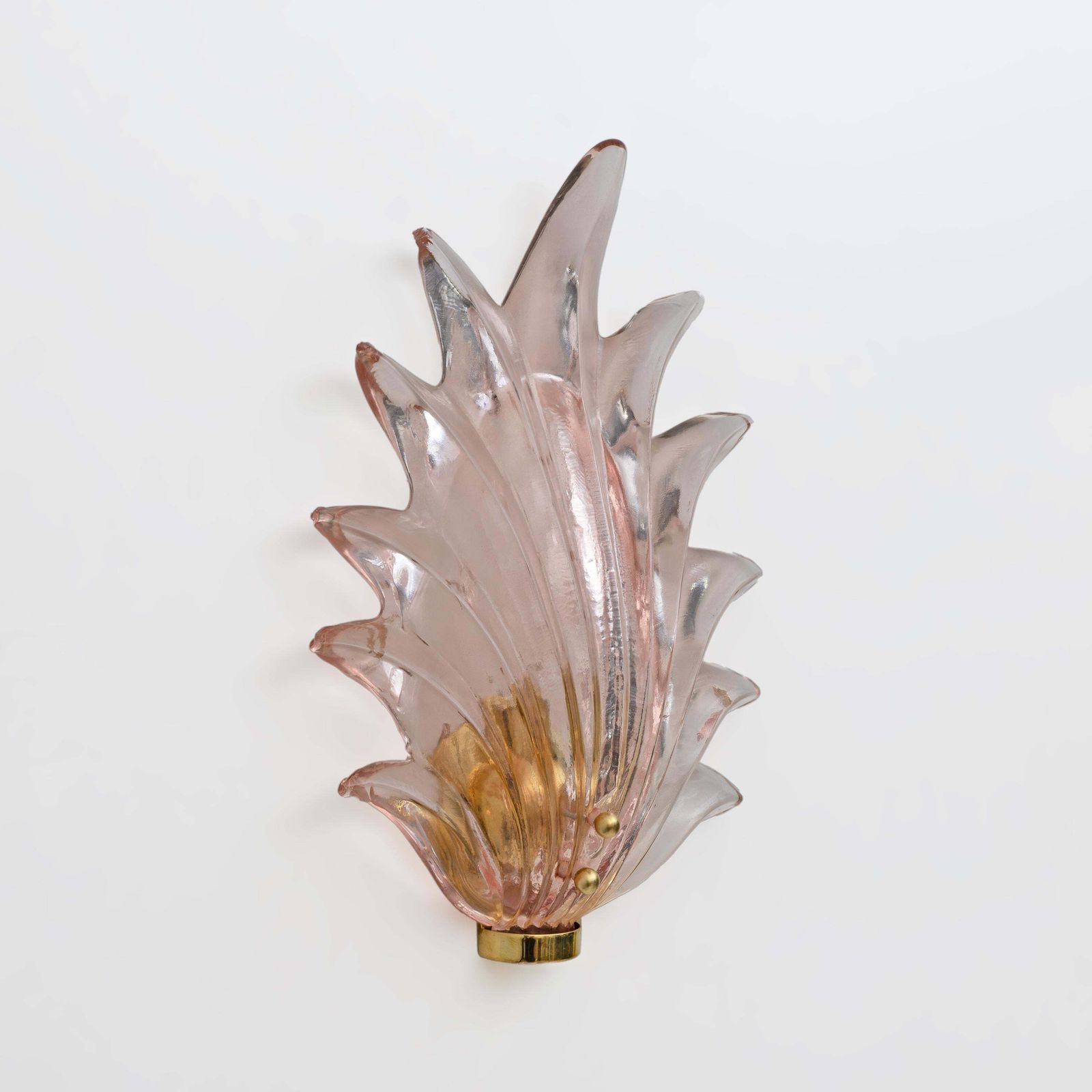 Pair Barovier & Toso Style Modern Italian Murano Glass Leaf Sconces photo 2227.0
