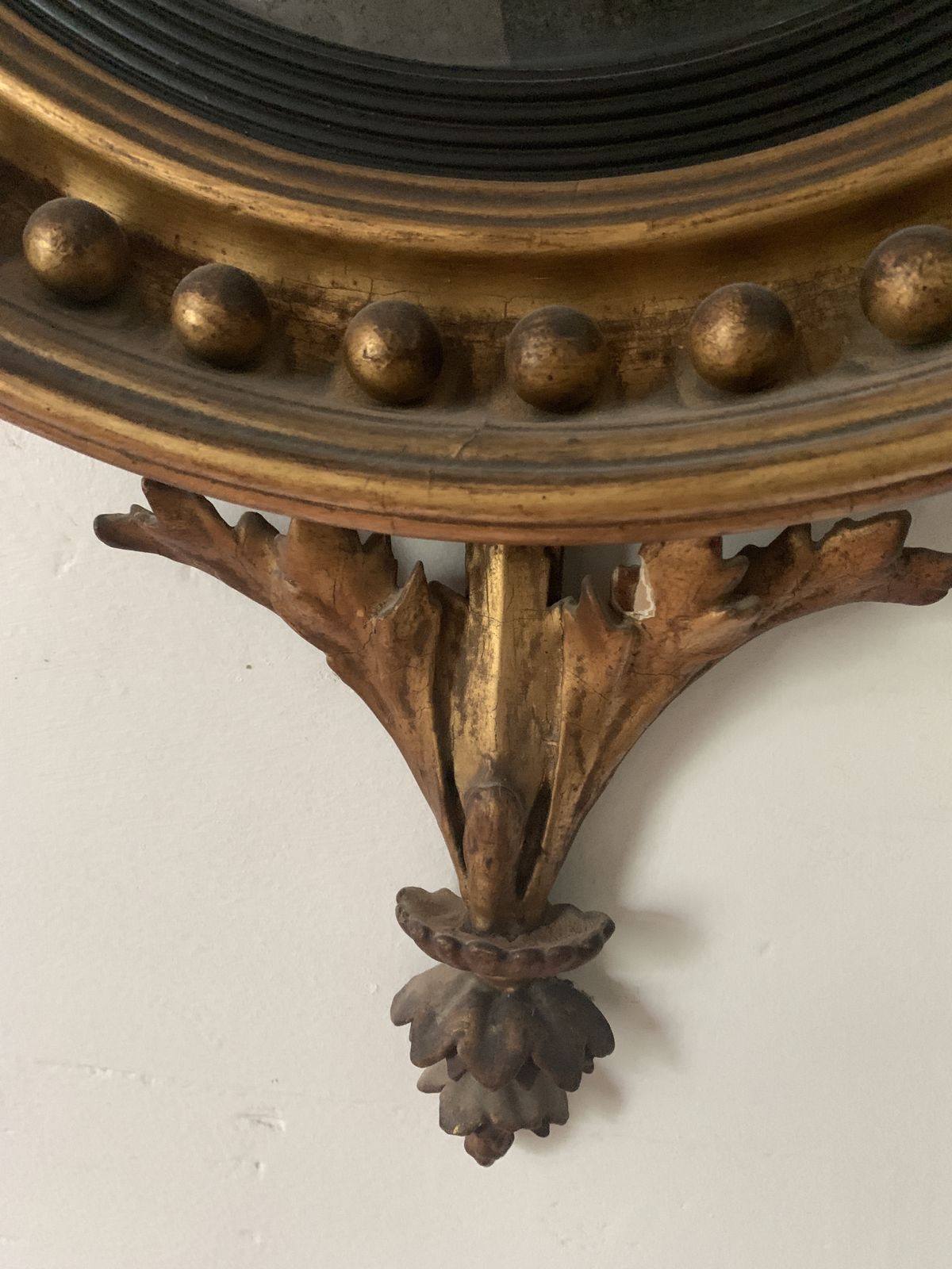 Regency Giltwood And Gesso Convex Mirror, 46cm Diameter photo furniture
