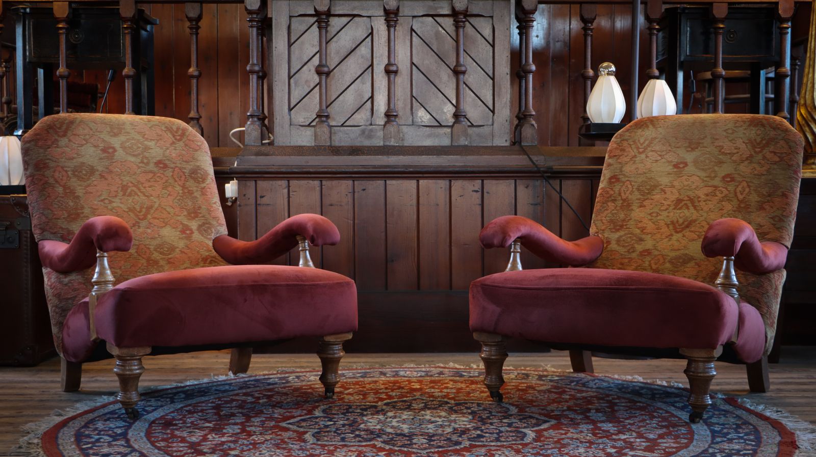 Stunning Pair John Sankey Byron Steamer Armchairs Footstools Kilim Rrp £10000 🚚 photo for sale