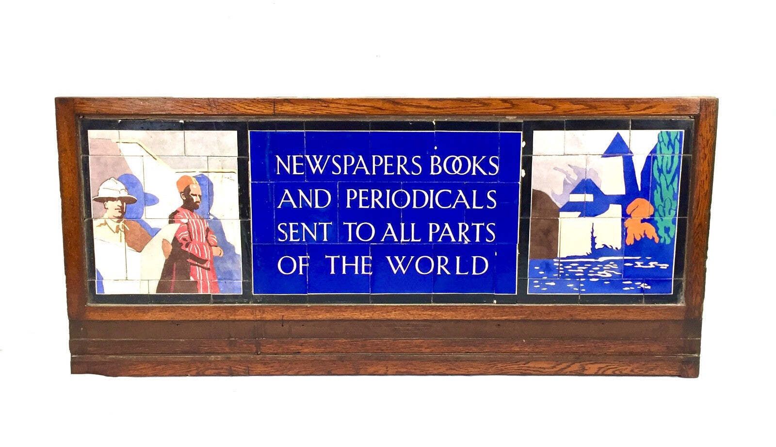 Antique Advertising W. H. Smith Stationery Shop Large Framed Tile Sign C.1920 photo 2299.0