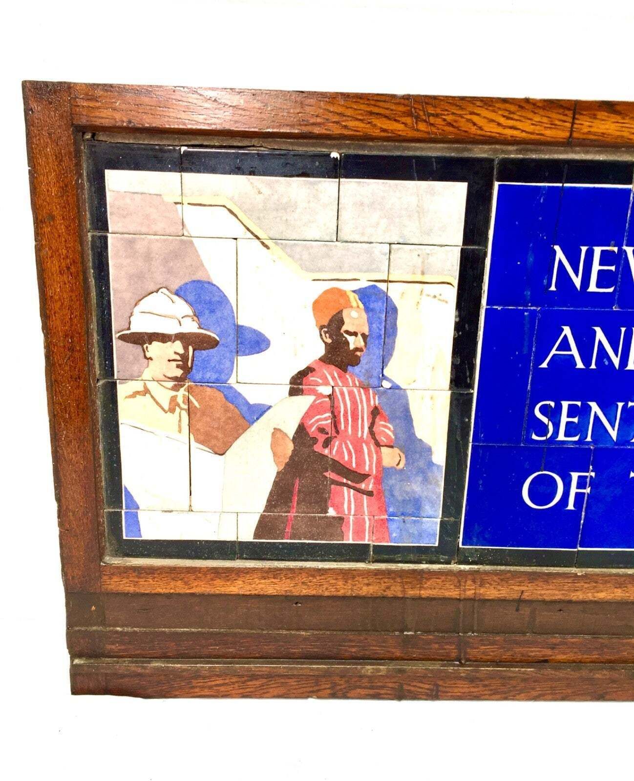 Antique Advertising W. H. Smith Stationery Shop Large Framed Tile Sign C.1920 photo vintage