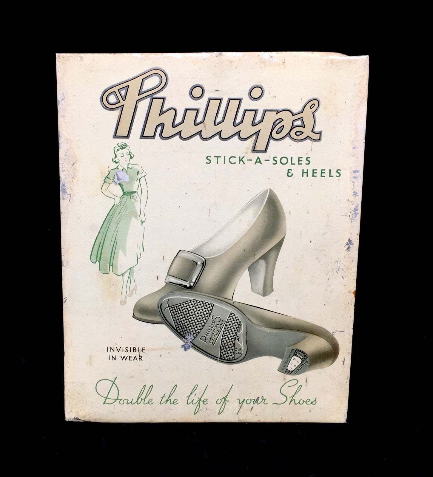 Antique Advertising Phillips Stick A Soles & Heels Showcard  Shoe Shop Sign photo Home Decor