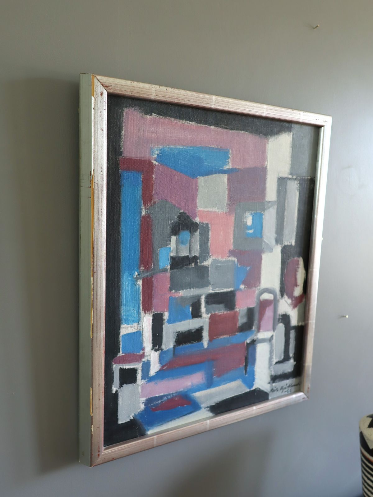 Cubist Interior With Chair Oil Painting photo for sale