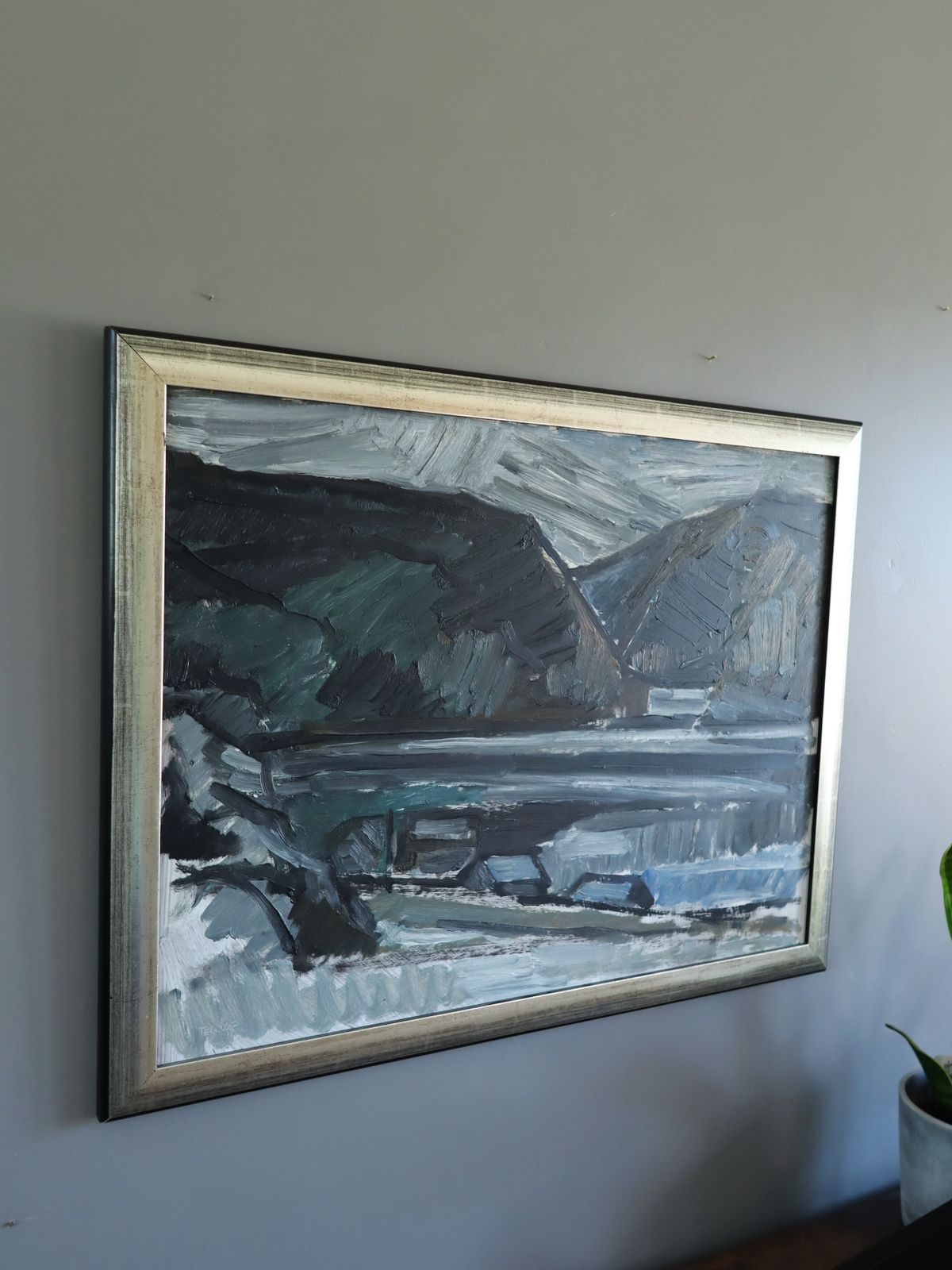 Winter Valley Oil Painting, Mid 20th Century photo for sale