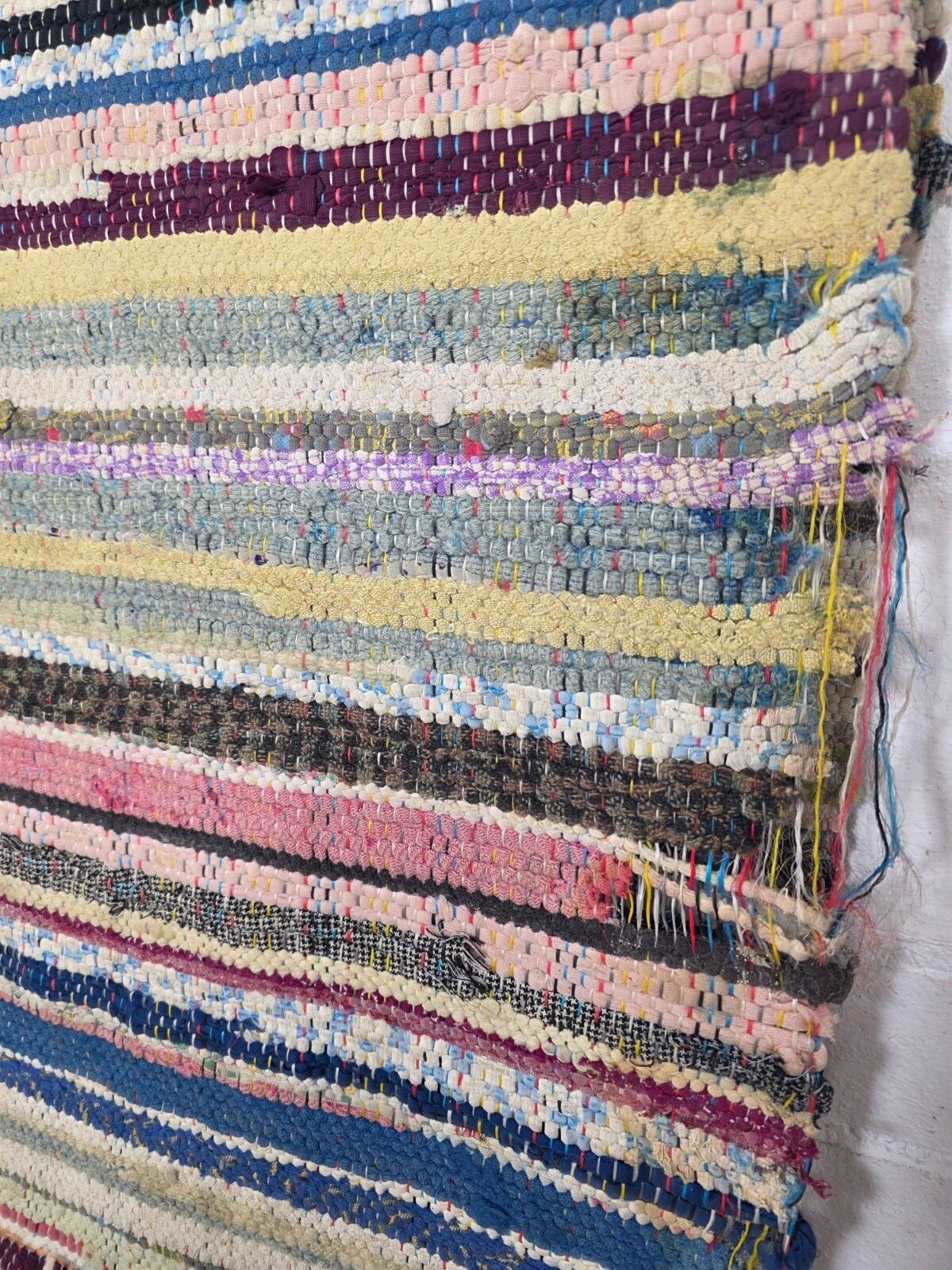 Textiles Vintage 4.5m 1950's Swedish Scandinavian Hand Woven Rag Rug Carpet Runner Yoga photo