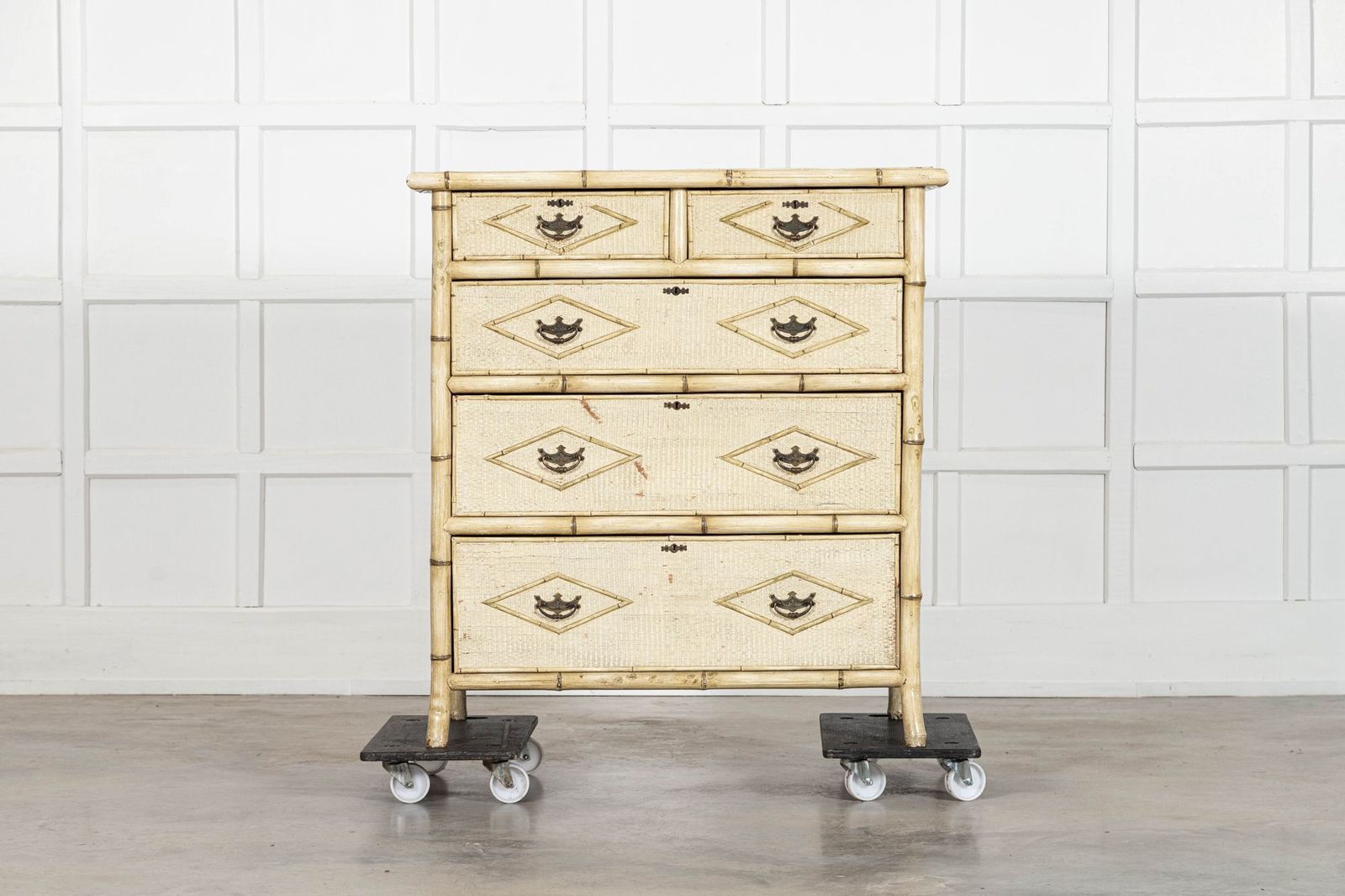 19thc English Painted Bamboo Chest Drawers photo furniture