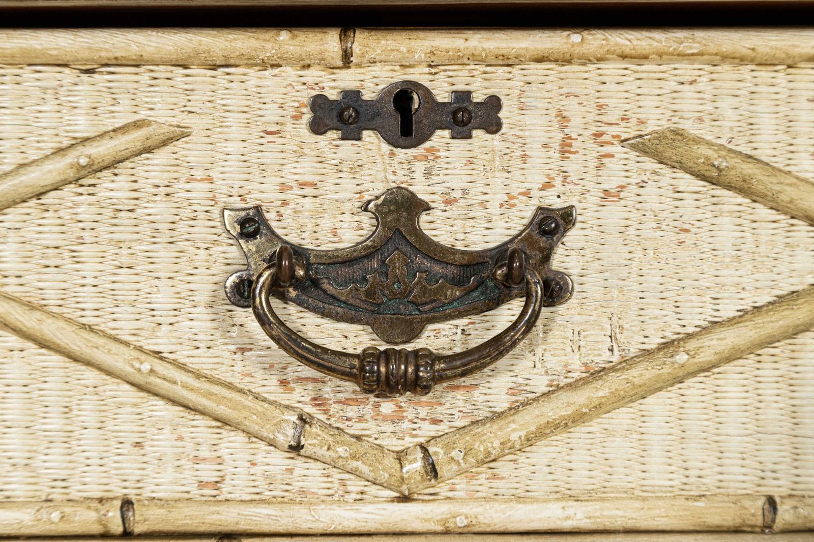 photo for sale 19thc English Painted Bamboo Chest Drawers