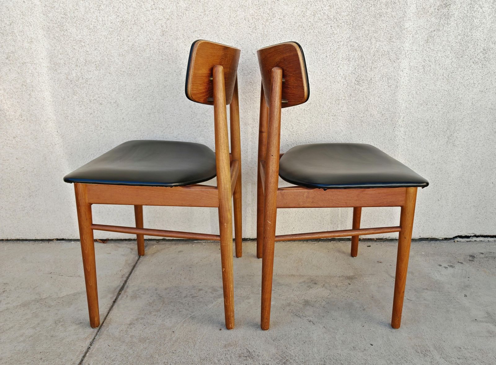 Pair Of Mid Century Dining Chairs In Teak And Vinyl, Designed By Sven Chrobat photo Furniture