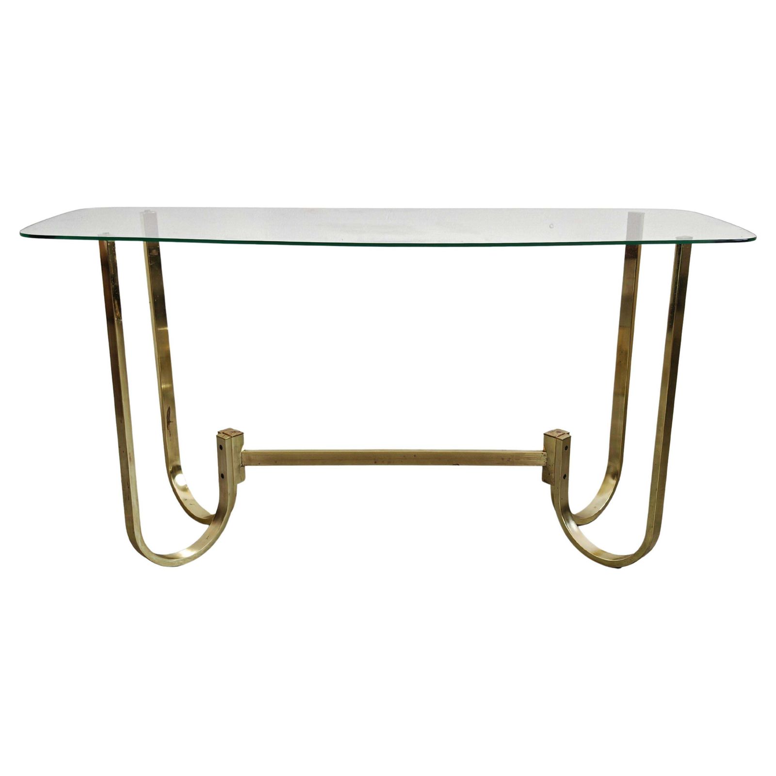 Mid Century Console Table In Galvanized Aluminum With Glass Top, Germany 1970s