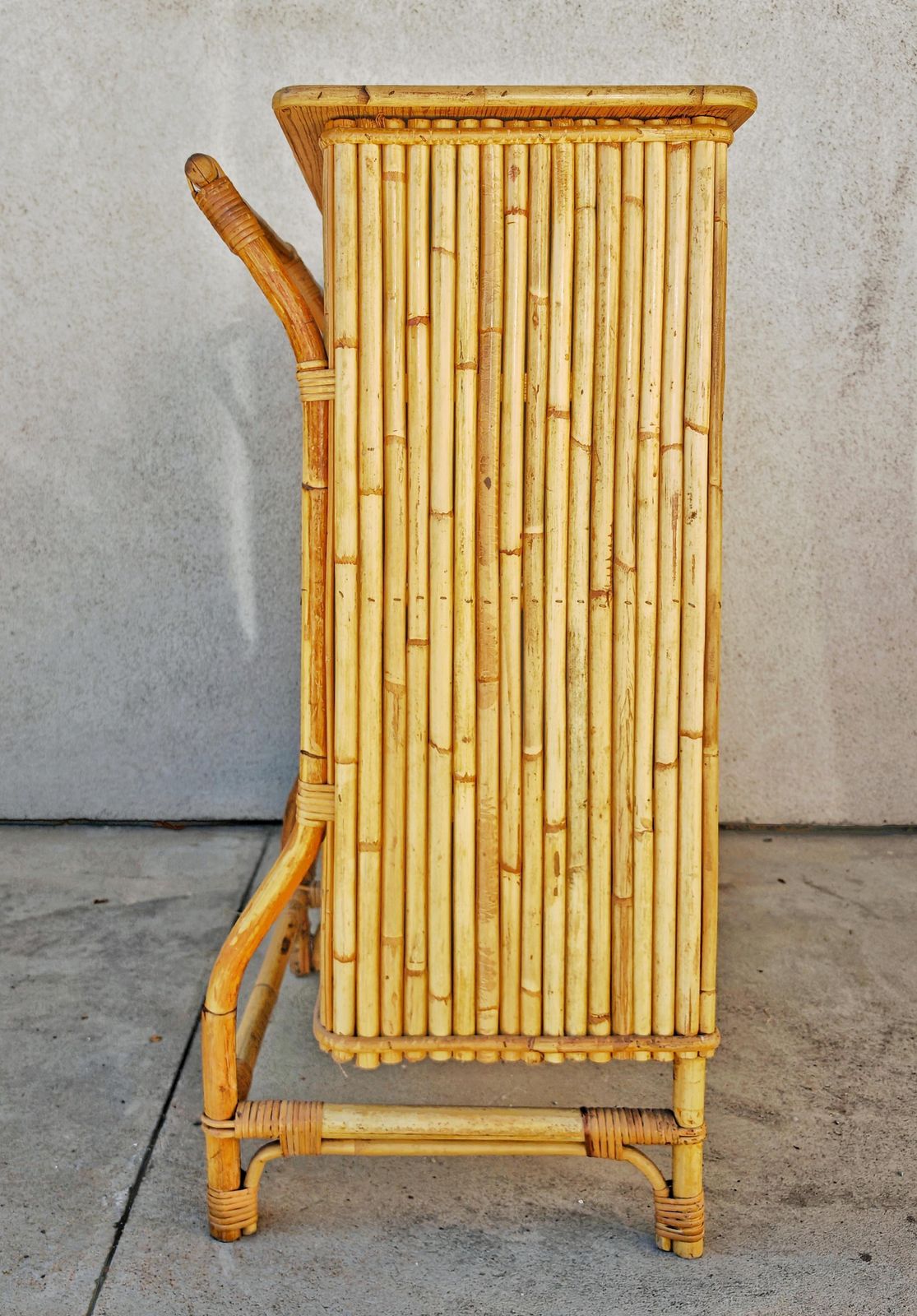 Mid Century Modern Dry Bar Done In Bamboo, Design Attr. To Tito Agnoli photo buy