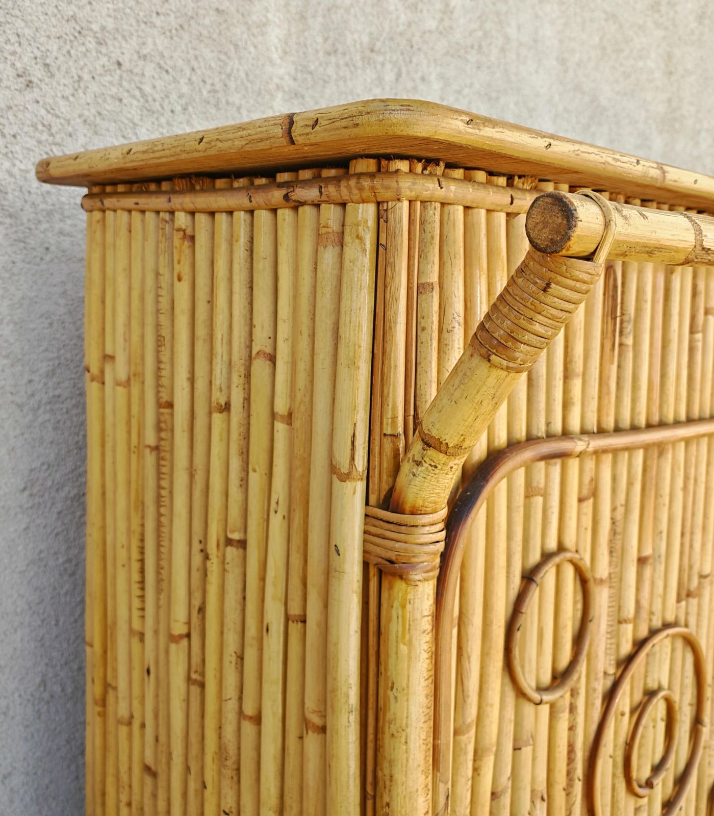 photo vinterior Mid Century Modern Dry Bar Done In Bamboo, Design Attr. To Tito Agnoli