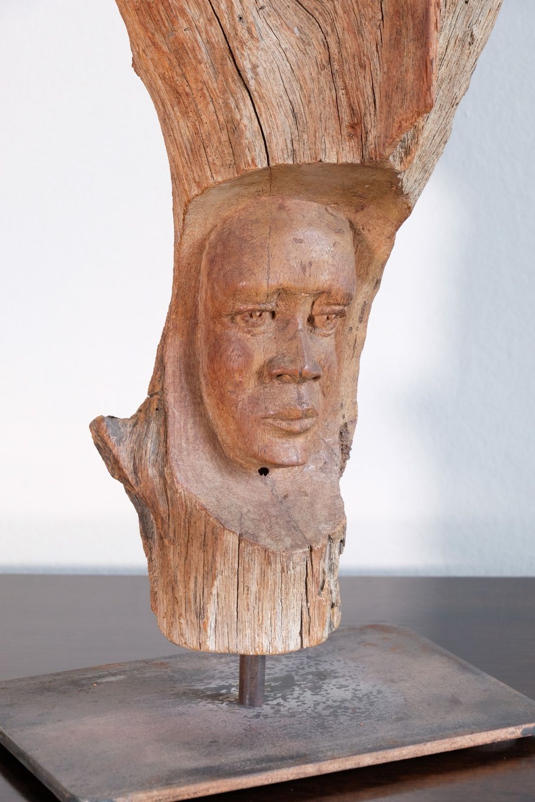 Primitive Carved Driftwood Folk Art Face Sculpture From Beachfound Wood photo furniture
