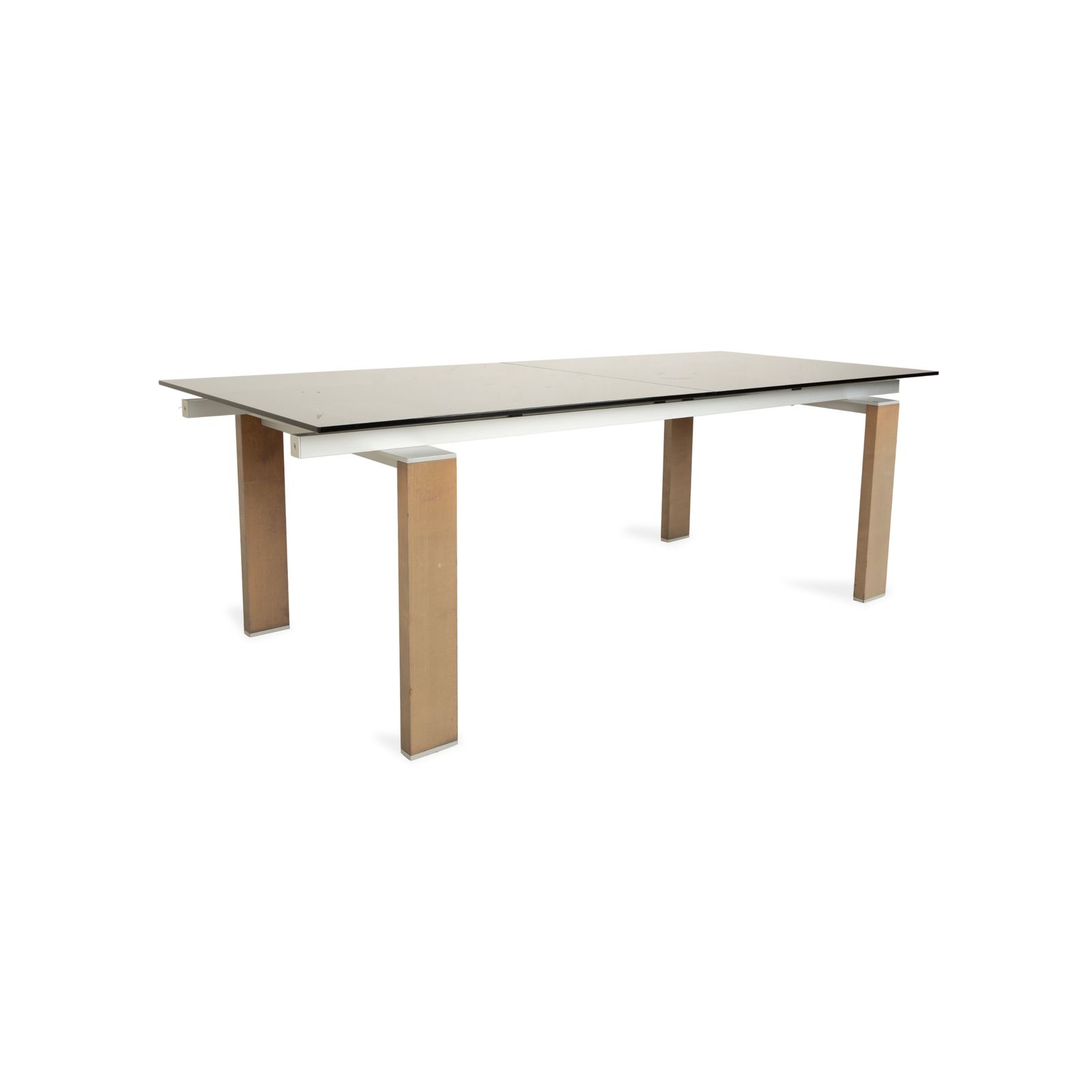Rolf Benz Glazen Eettafel Bruin Uitschuifbaar Hout Gerookt Glas Walnoot 220 x 75 x 98 cm photo for sale