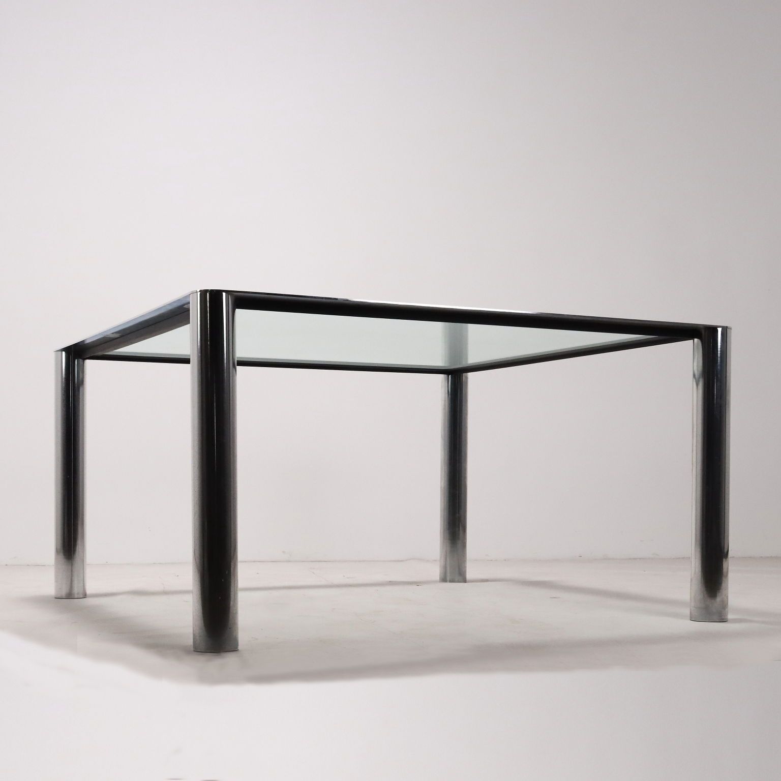 Vintage Table Chromed Metal Glass Italy 1960s 1970s photo vintage