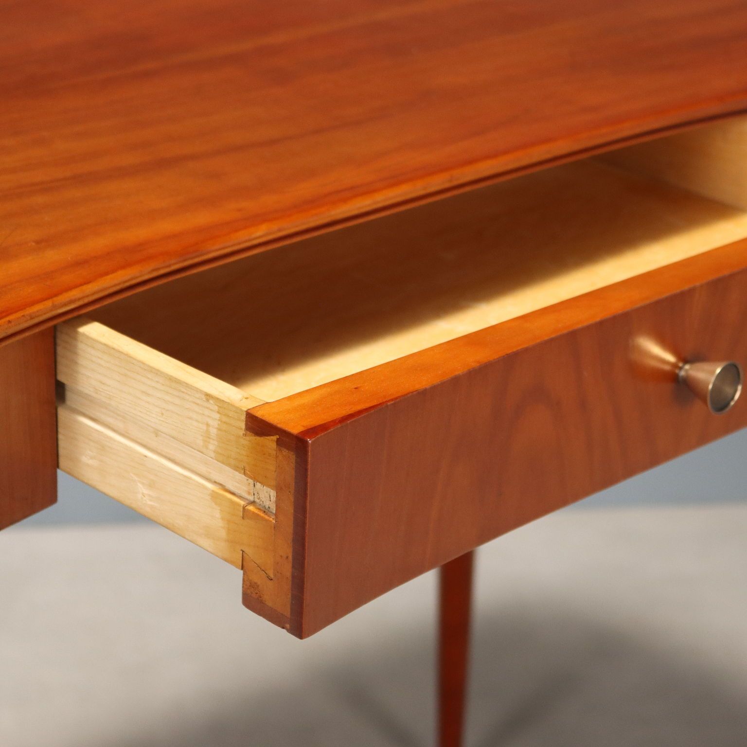 Vintage Console Design Mahogany Veneer Brass Italy 1950s photo Furniture