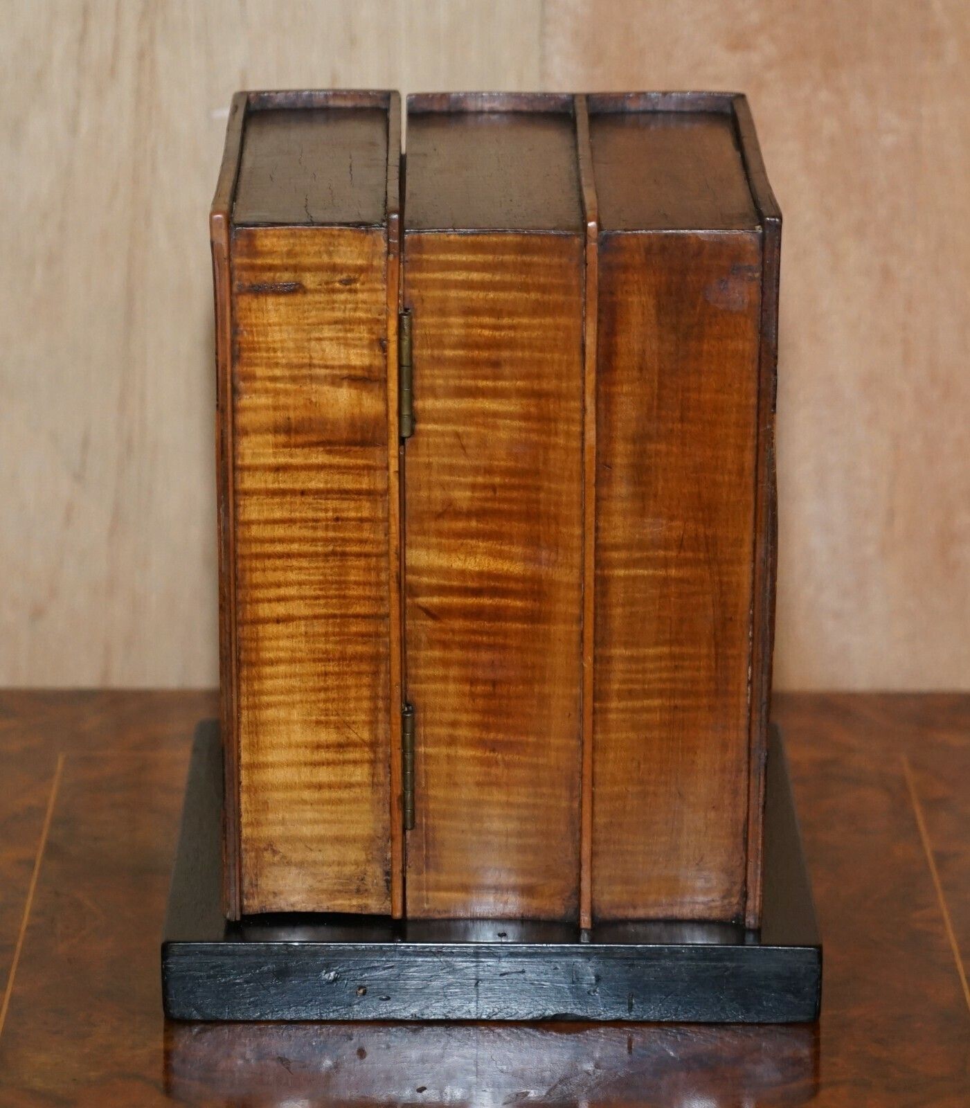 Stunning Faux Books Walnut & Satinwood Smoking Pipe Rack Holder With Drawers photo 575.0