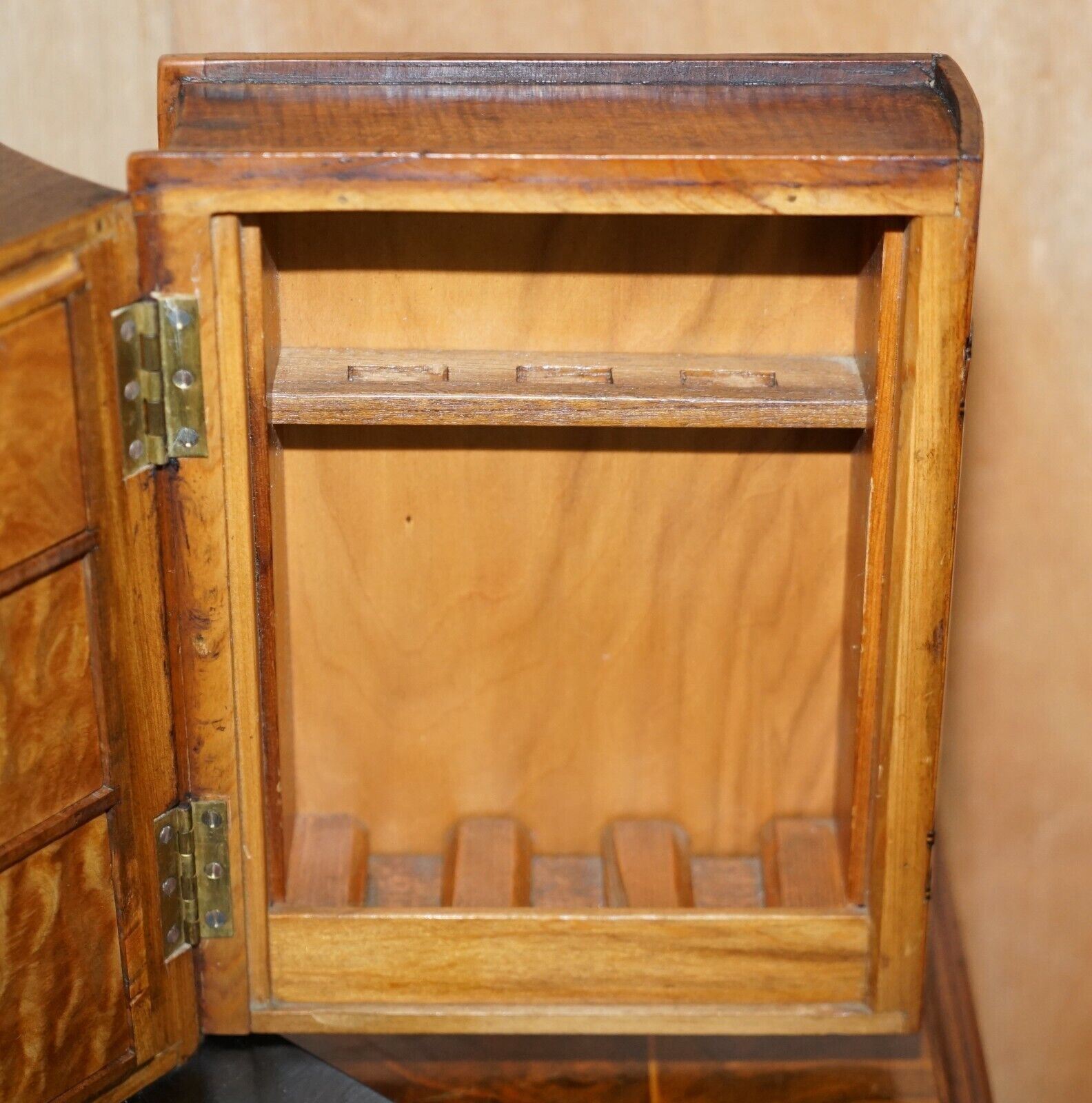 photo for sale Stunning Faux Books Walnut & Satinwood Smoking Pipe Rack Holder With Drawers