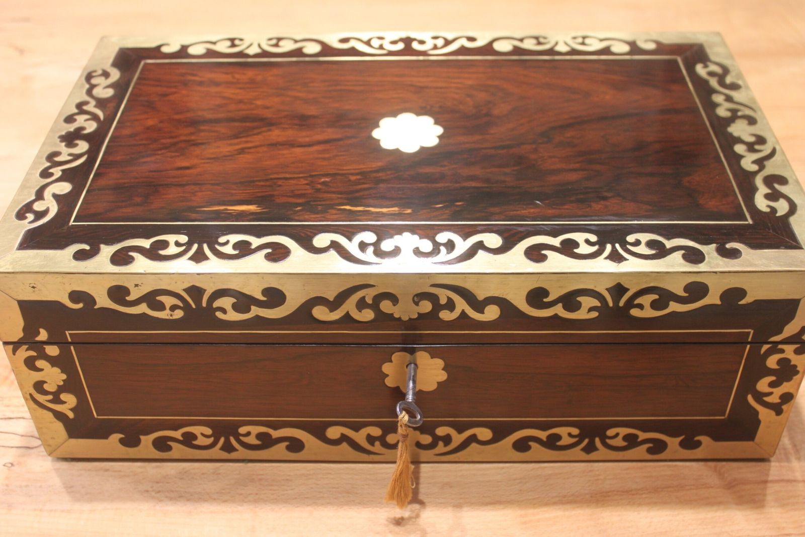 A Regency Period Rosewood And Brass Inlaid Writing Slope