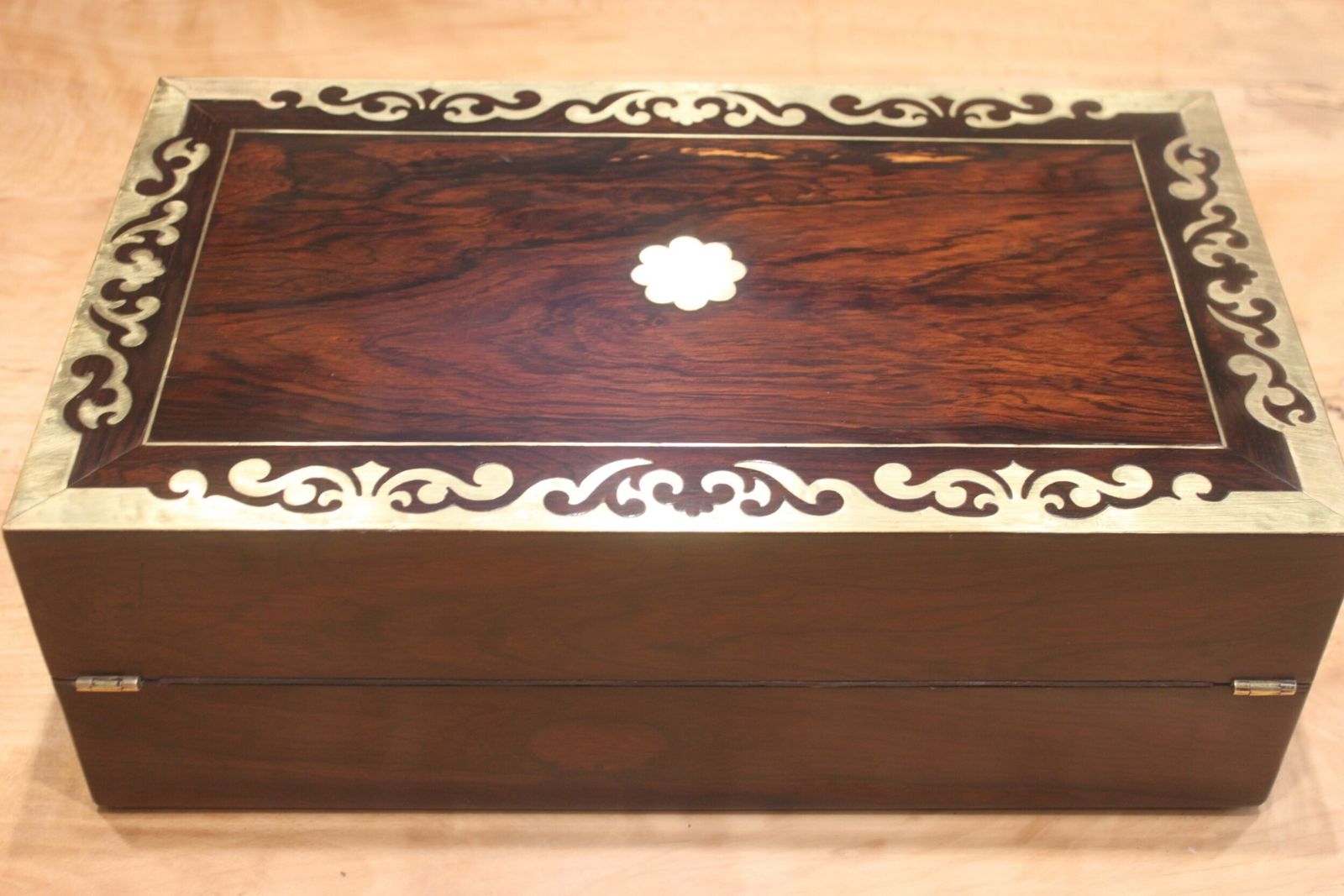 A Regency Period Rosewood And Brass Inlaid Writing Slope photo for sale